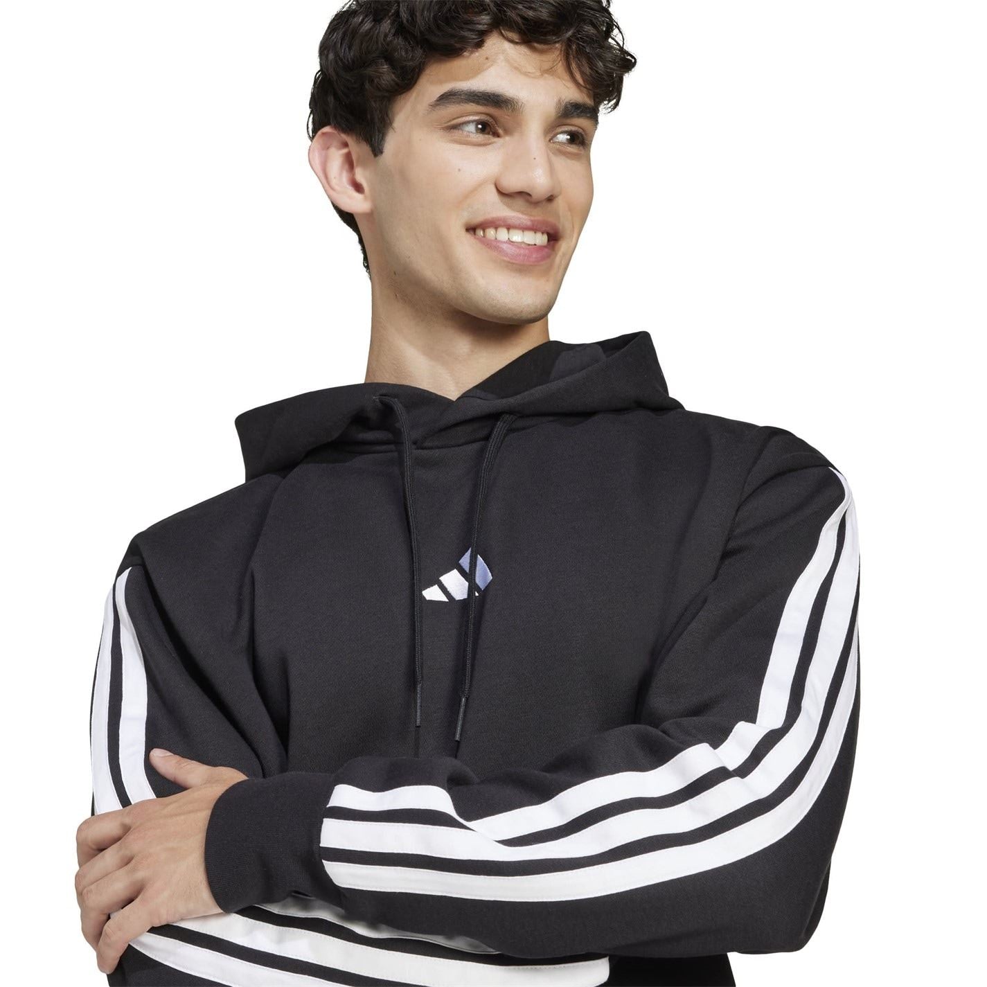 adidas Mens Fleece 3 Stripes Hoodie