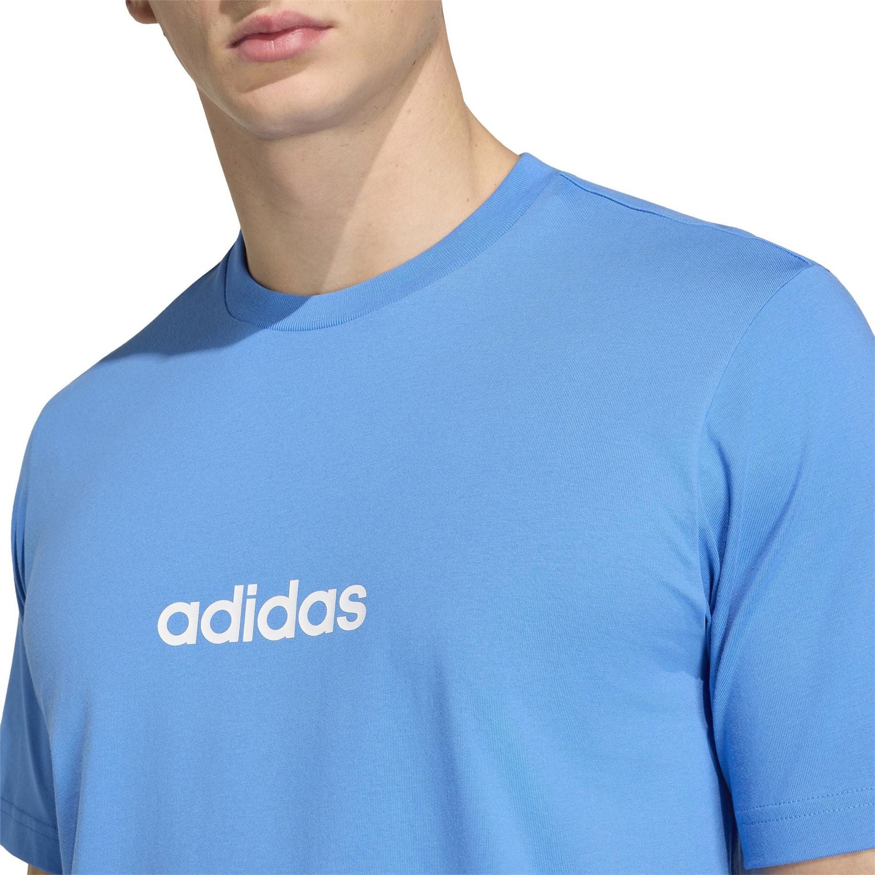 adidas Mens Essentials Single Jersey Linear Embroidered Logo T-Shirt