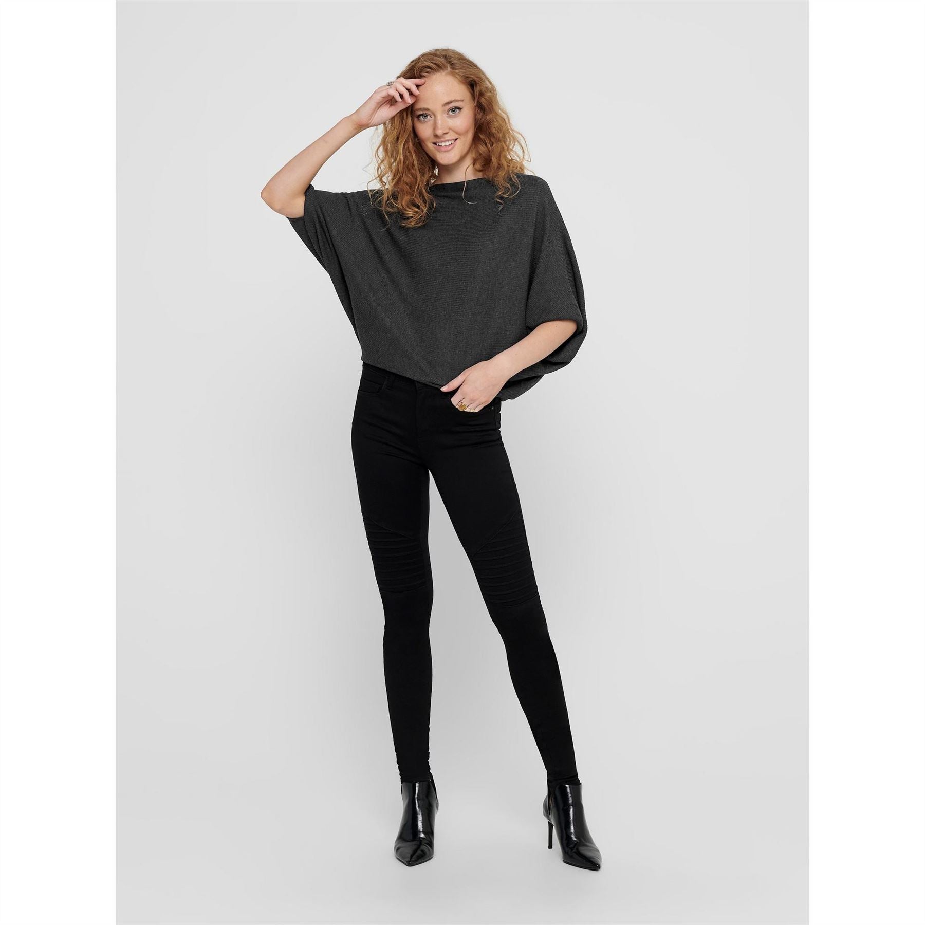 Only Crew Neck Dolman Sleeve Boxy Fit Sweater