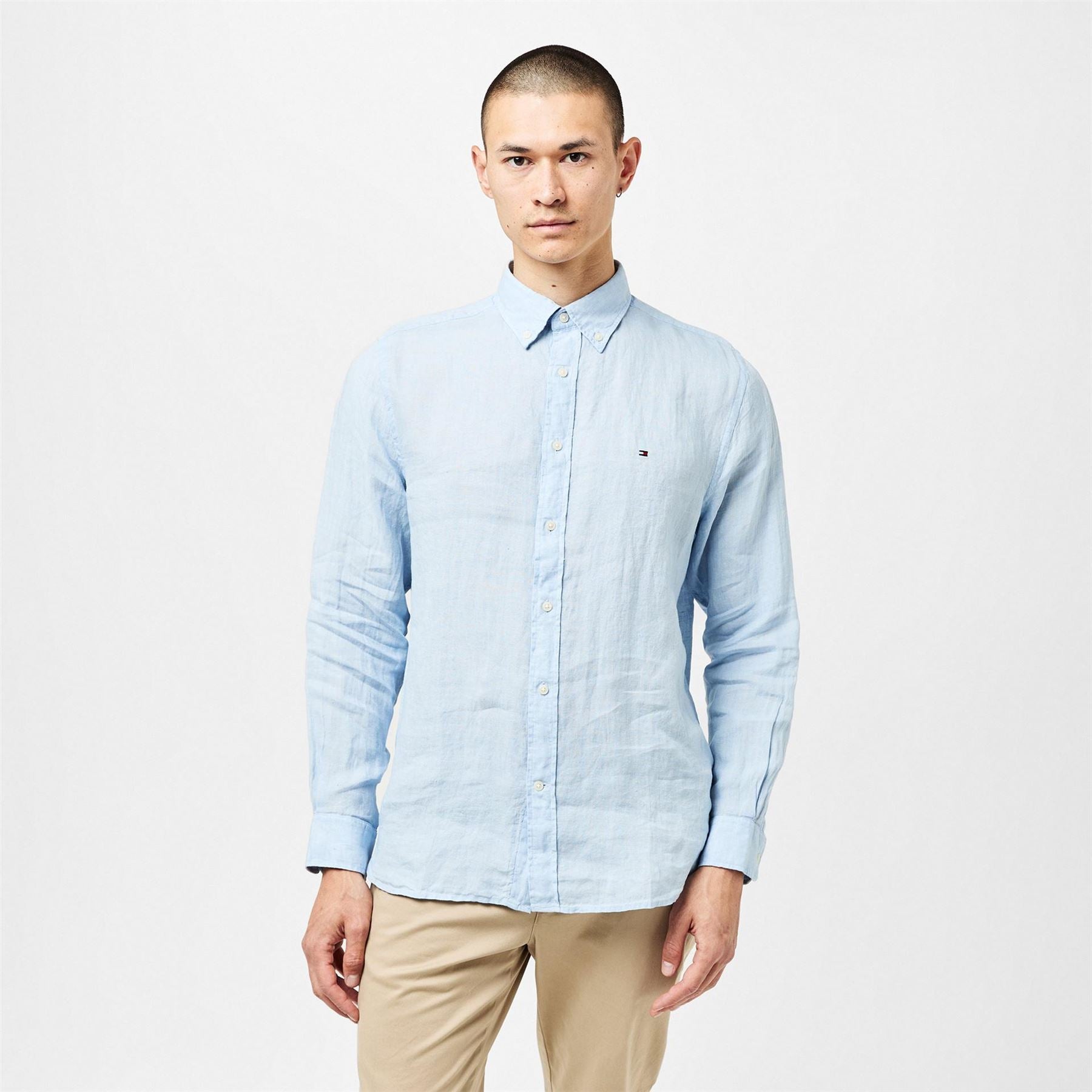 Tommy Hilfiger Pigment Dyed Long Sleeve Plain Shirt