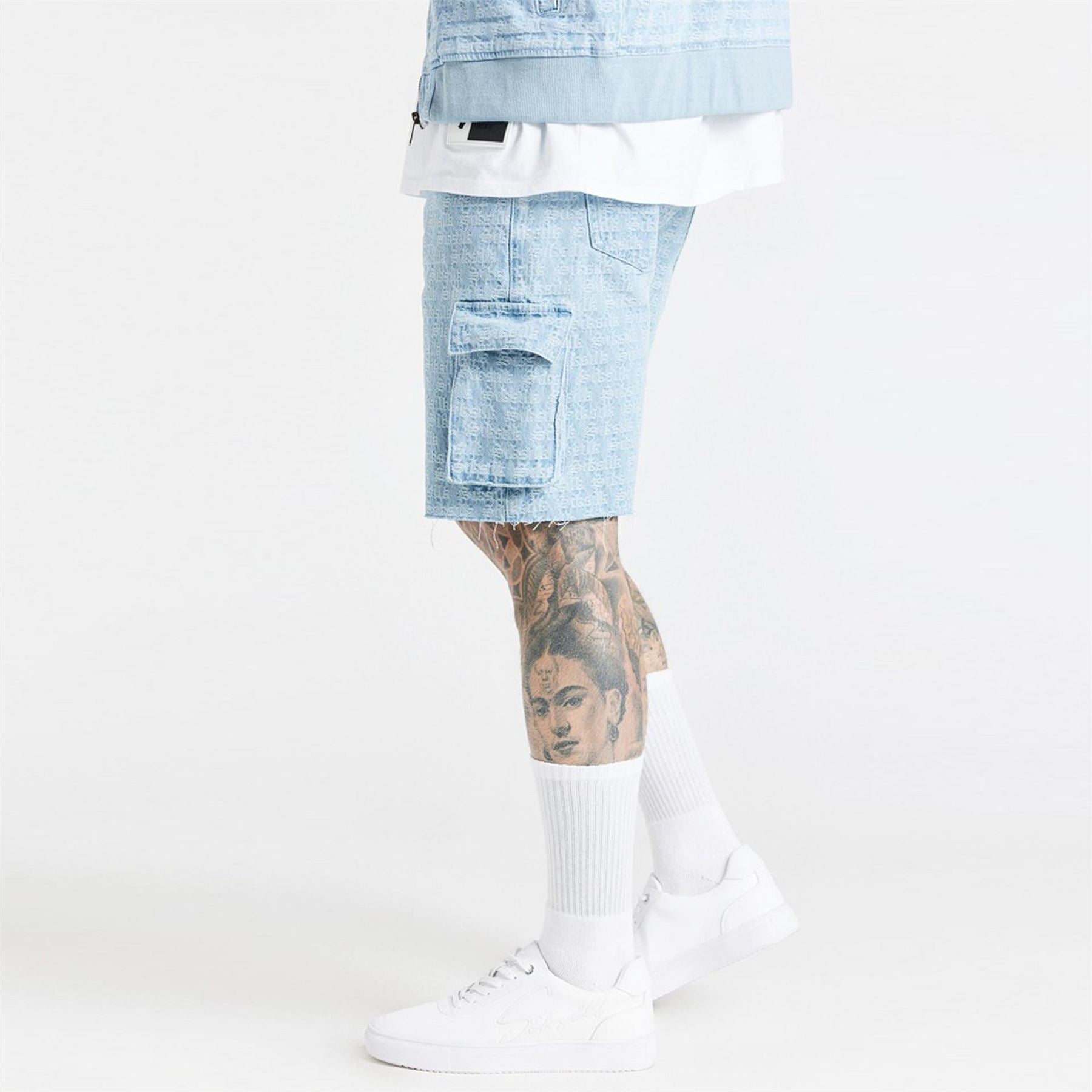 SikSilk Cargo Shorts with All Over Logo