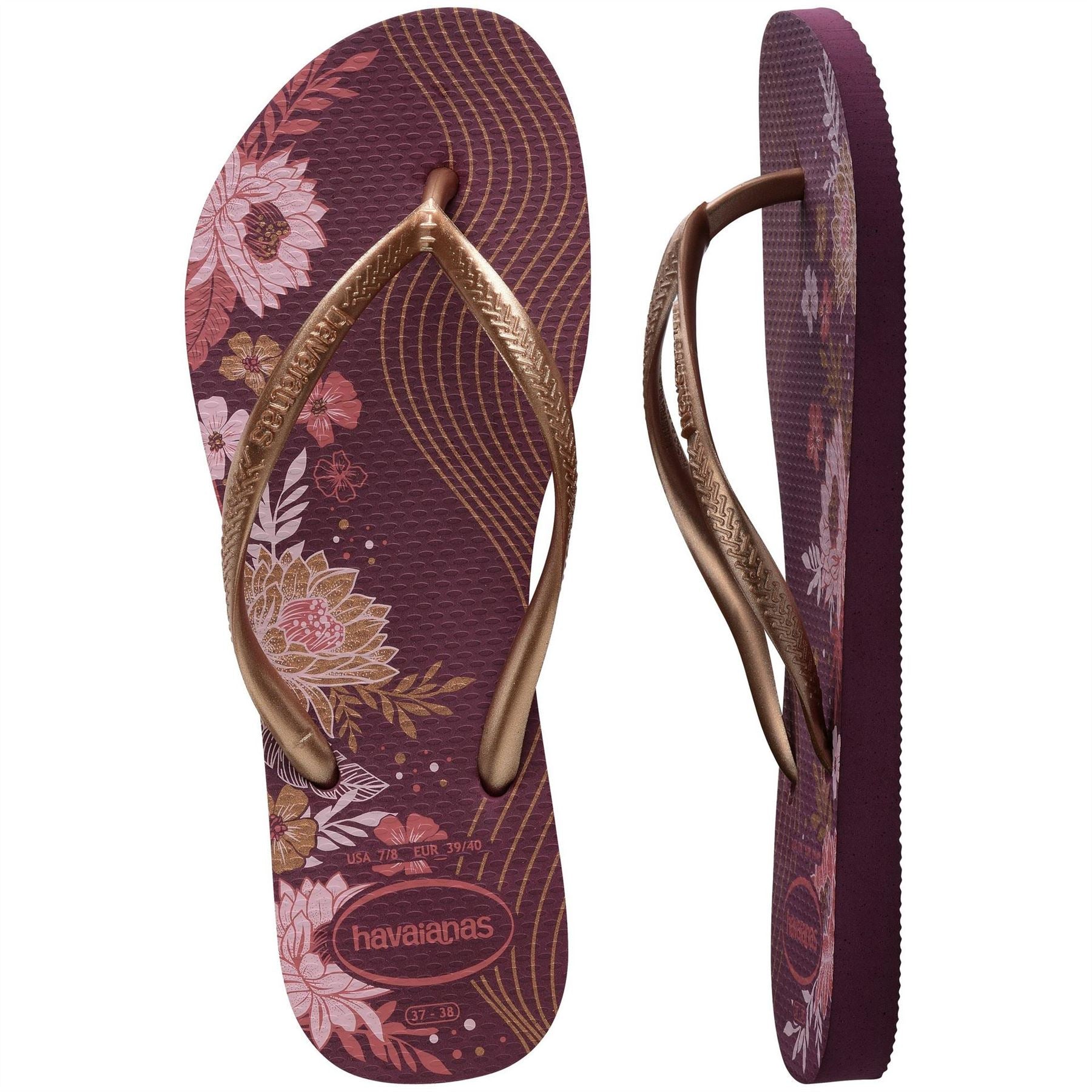 Havaianas Floral Print Thong Toe Flip Flops