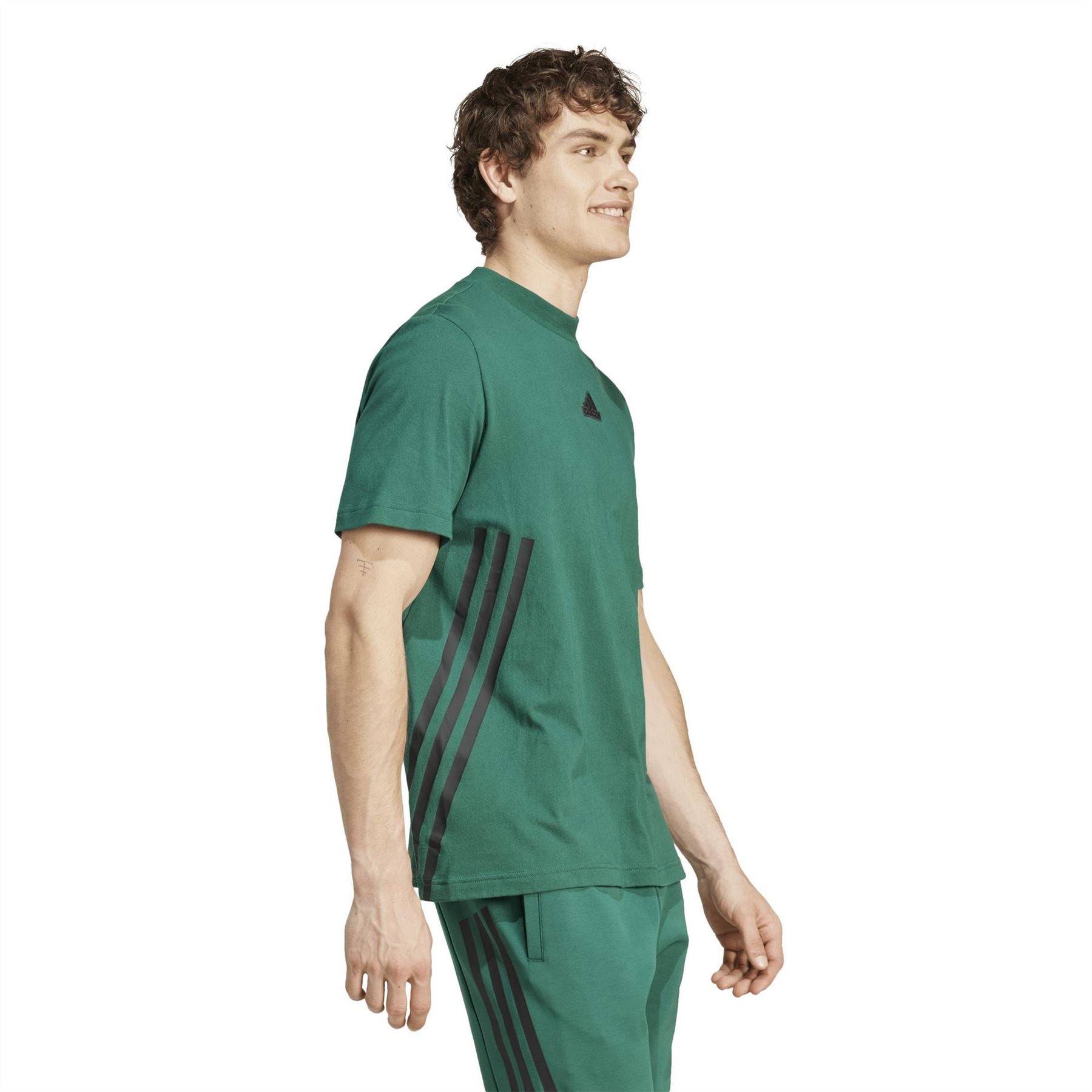 adidas Crew Neck Short Sleeve Jersey T-Shirt with Side Stripes