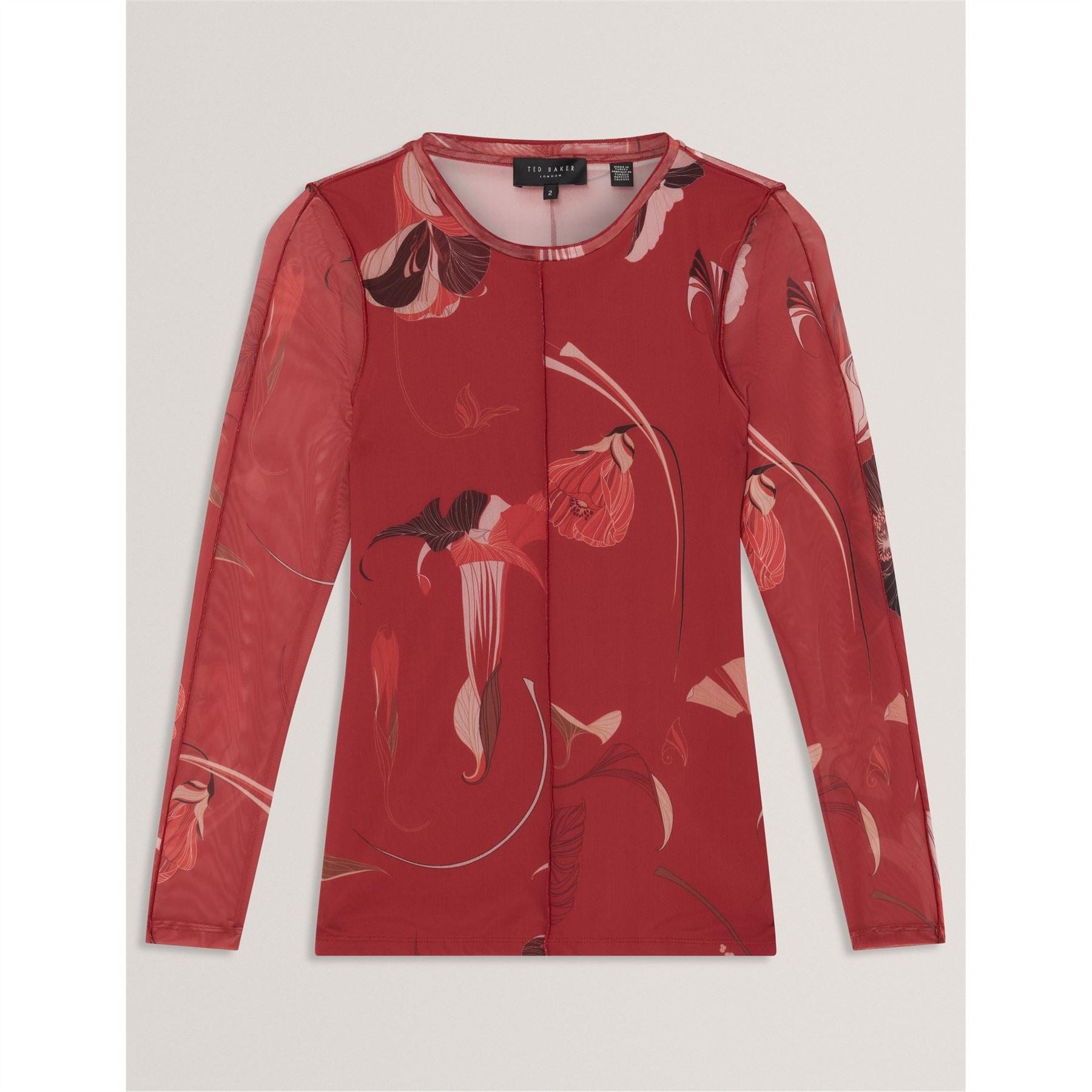 Ted Baker Slim Fit Crew Neck Long Sleeve Mesh Top