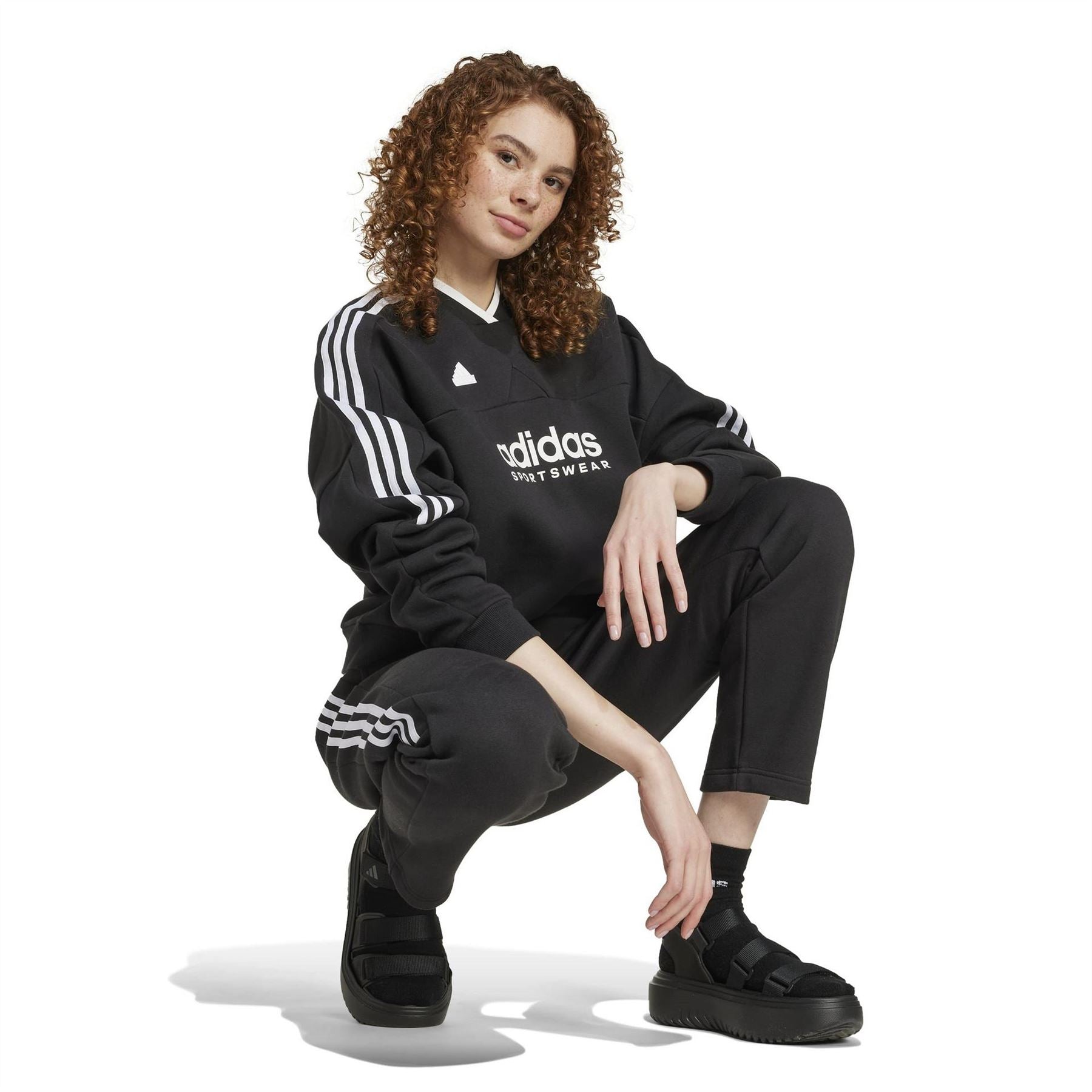 adidas Womens Tiro Cut 3 Stripes Fleece Sweatshirt