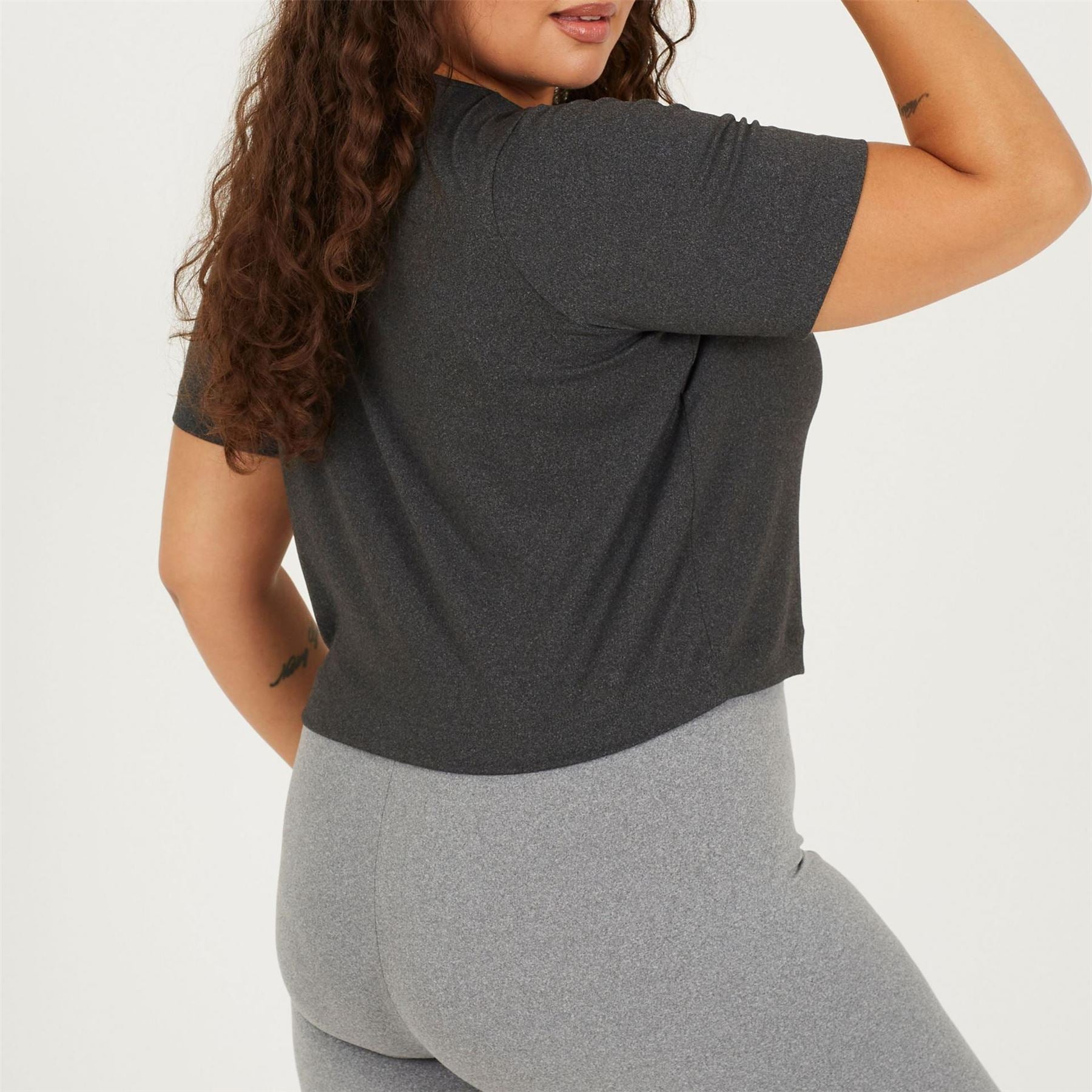 Brave Soul Womens Plus Size Cropped Round Neck T-Shirt