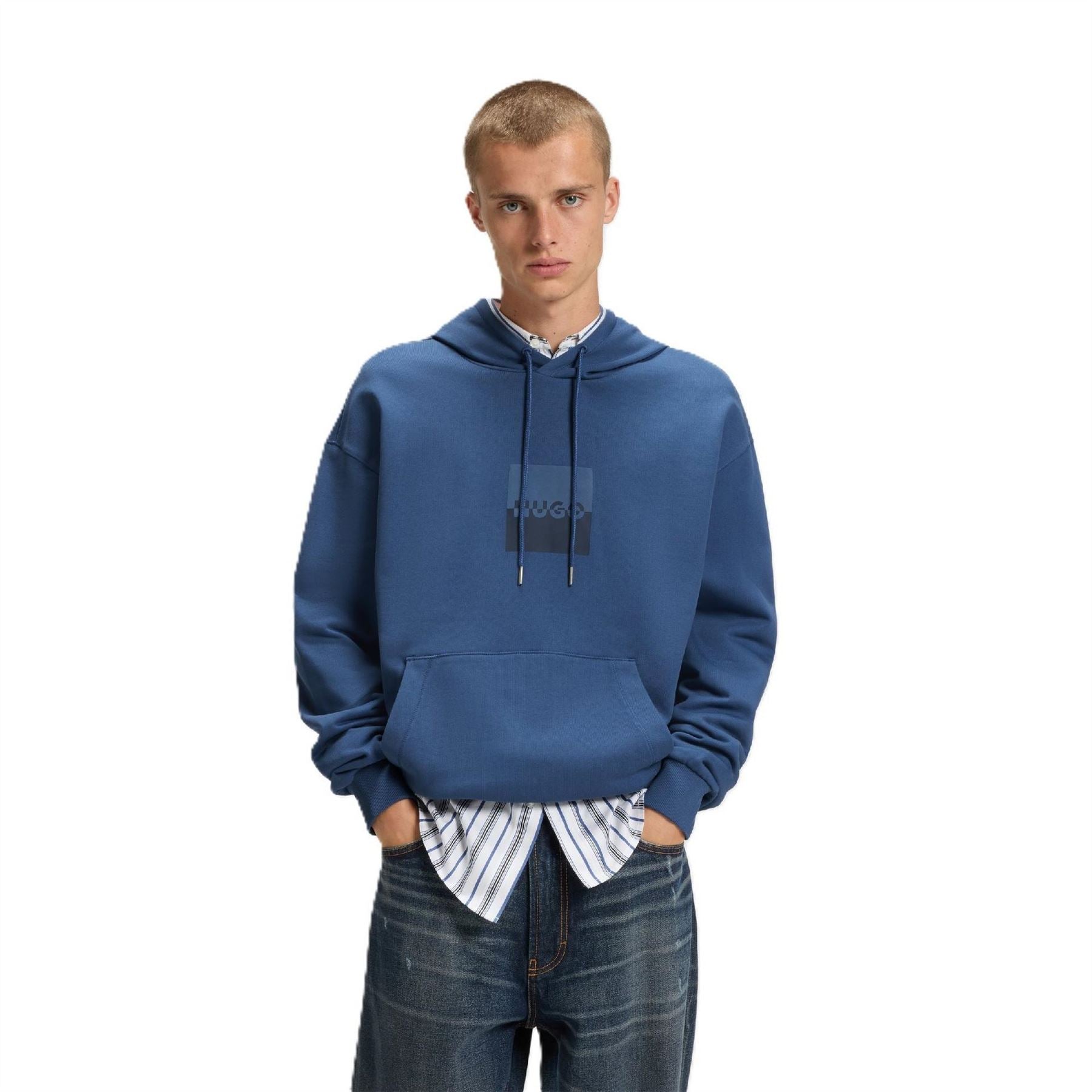 Hugo Hooded Neck Drop Shoulder Long Sleeve Sweatshirt
