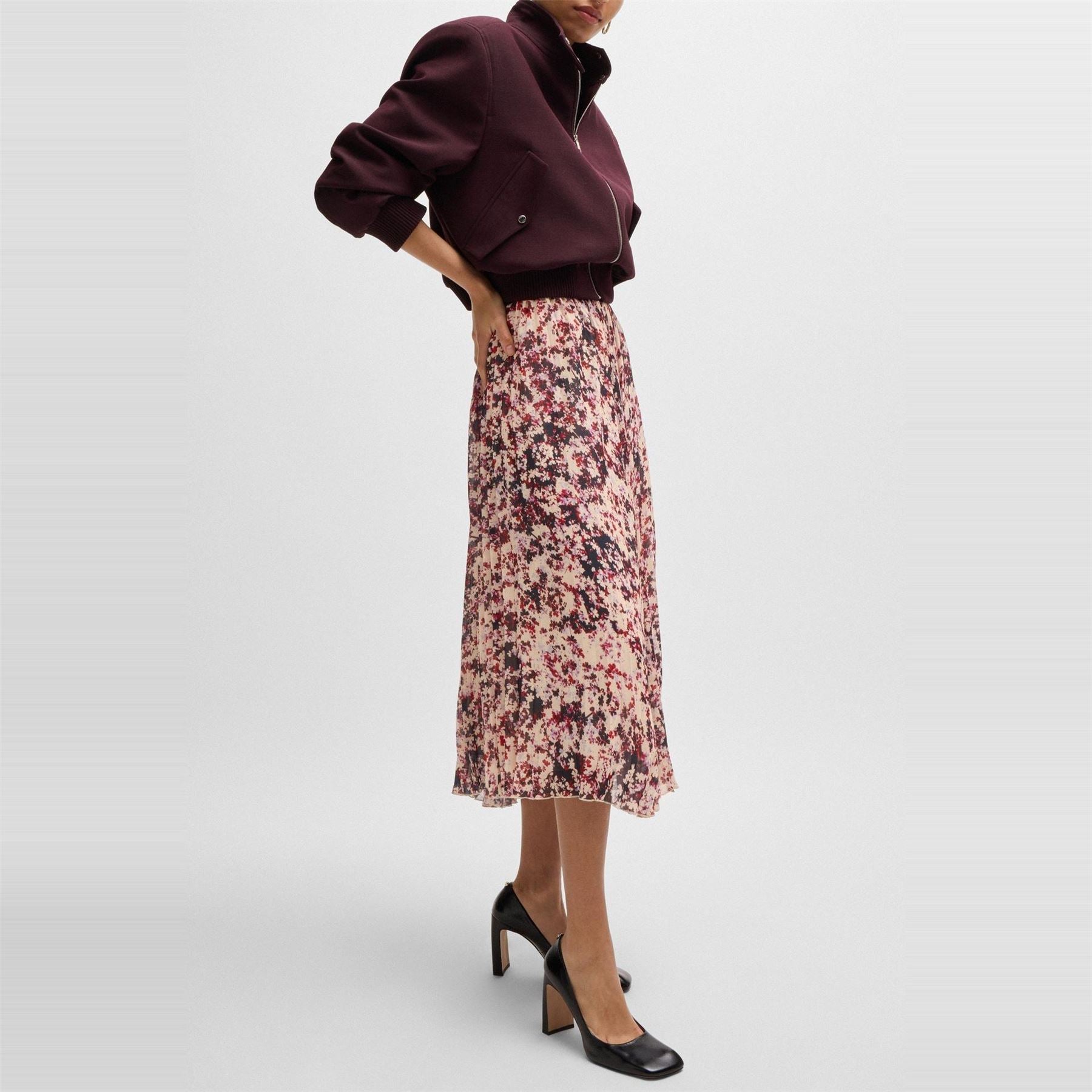 Boss Vapliso2 Midi Abstract Patterned Full Skirt