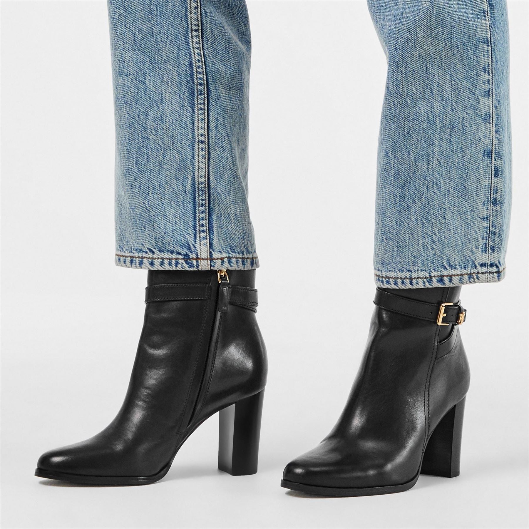 Lauren by Ralph Lauren Brooke Ankle Boots with Zipper and Block Heel