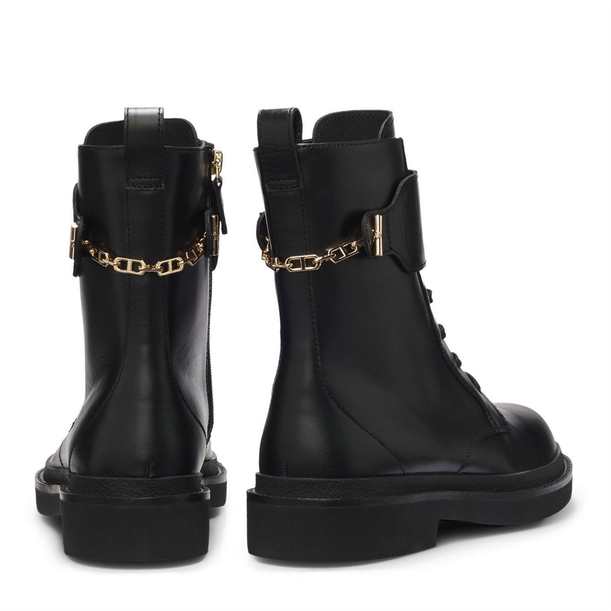 Boss Leather Ankle Boots With Gold Tonne Buckle Hardware (eleri)