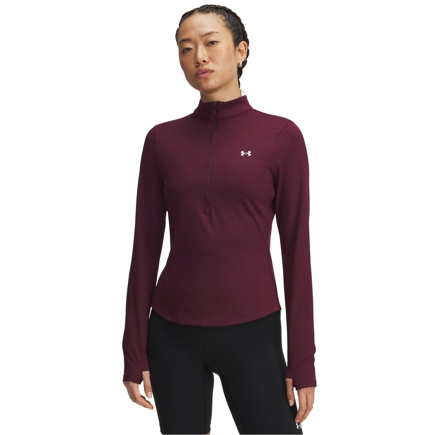 Under Armour Motion Zip Neck Long Sleeve Thumb Hole Top