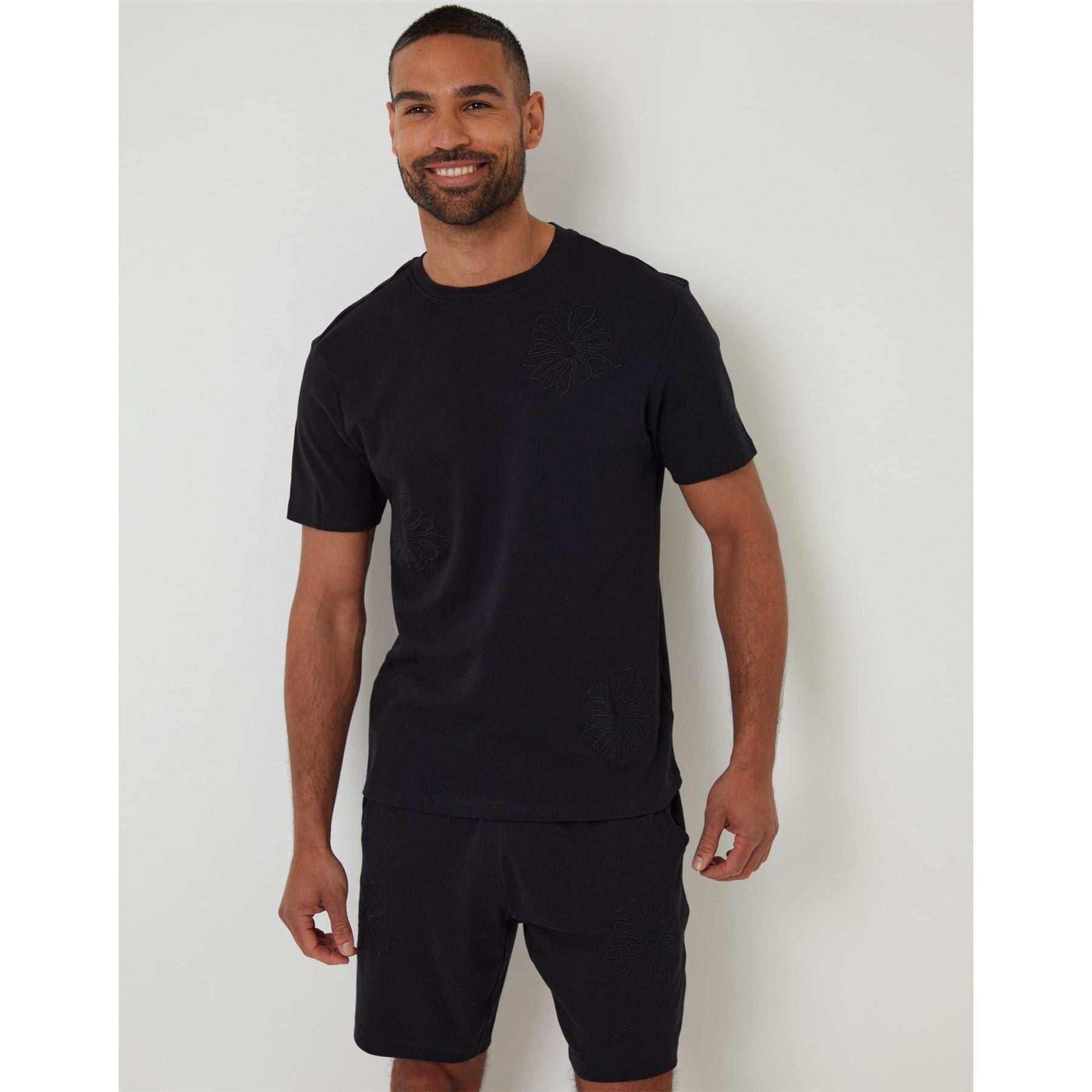 Threadbare Floral Embroidered Regular Fit Crew Neck Short Sleeve T-Shirt