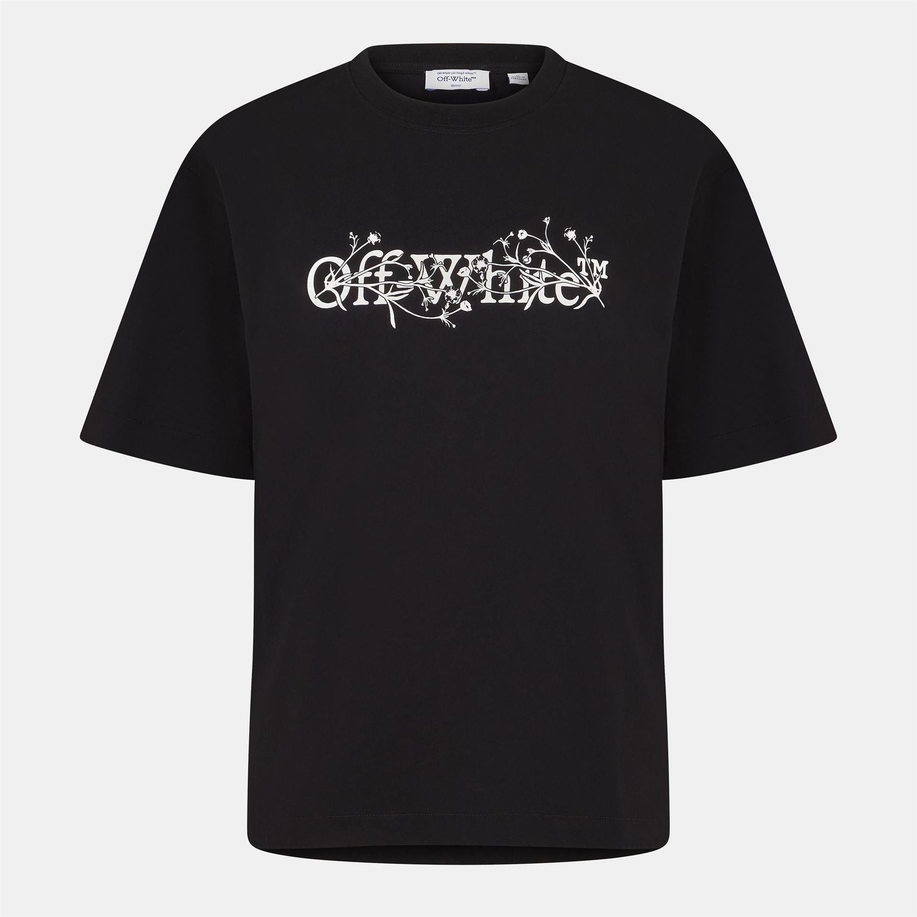 Off White Flower Crew Neck Short Sleeve T-Shirt