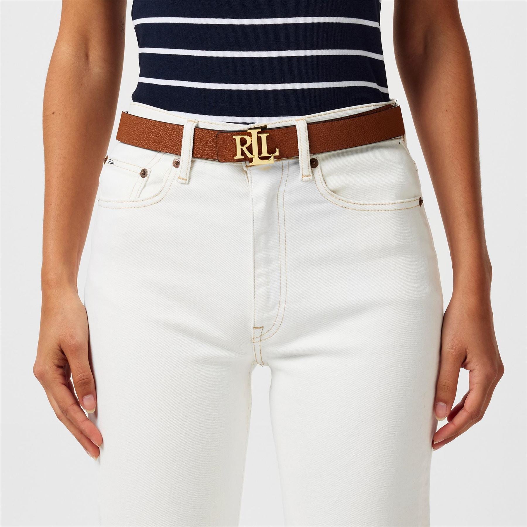 Lauren by Ralph Lauren Pebbled Leather Wide Belt