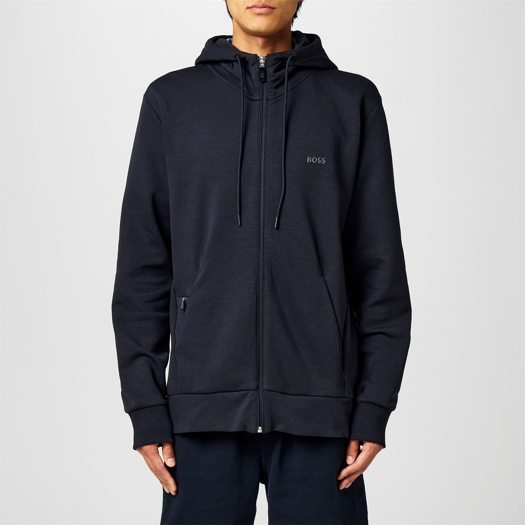 Boss BOSS GREEN Full Zip Hoodie with Adjustable Drawstring Hood   Streamlined Design