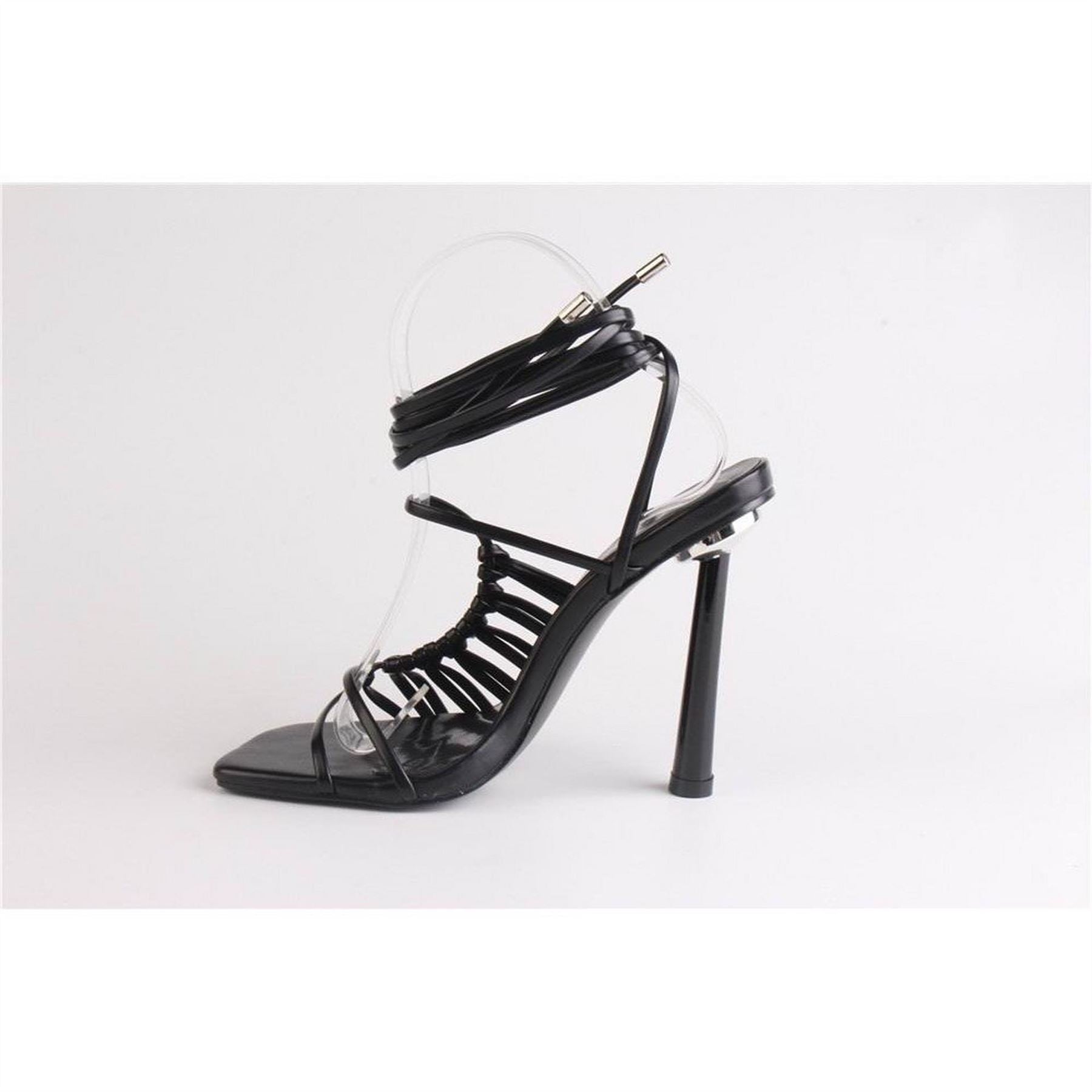 Chic Striped Gladiator Stiletto Heel Sandals