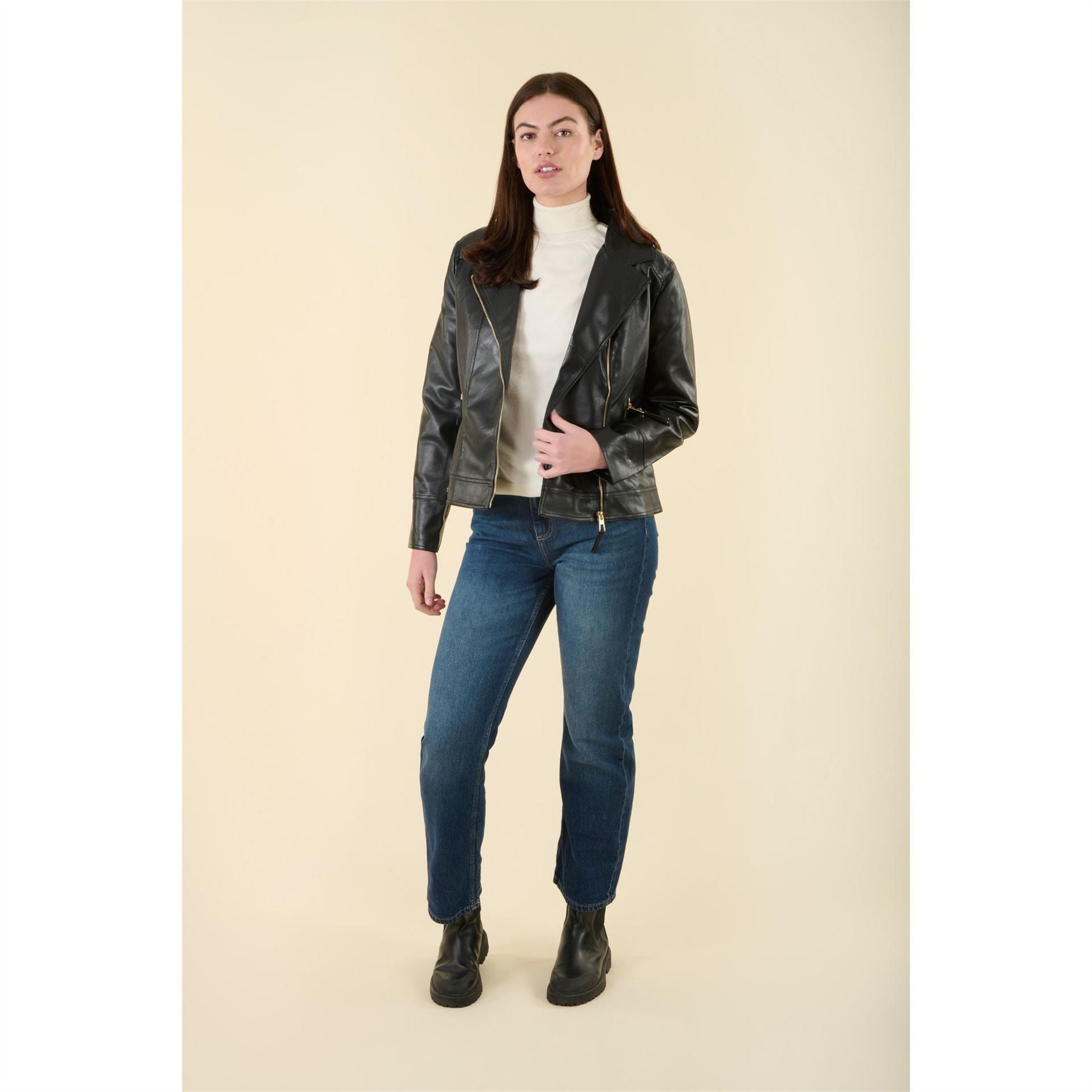 Harvey and Jones Roxanne Faux Leather Relaxed Jacket