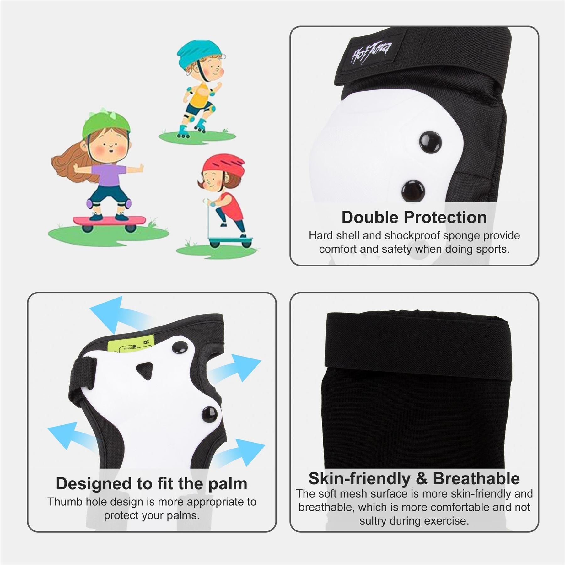 Hot Tuna Skate Protector 3pc Set   Knee Pads Elbow Pad And Wrist Guards