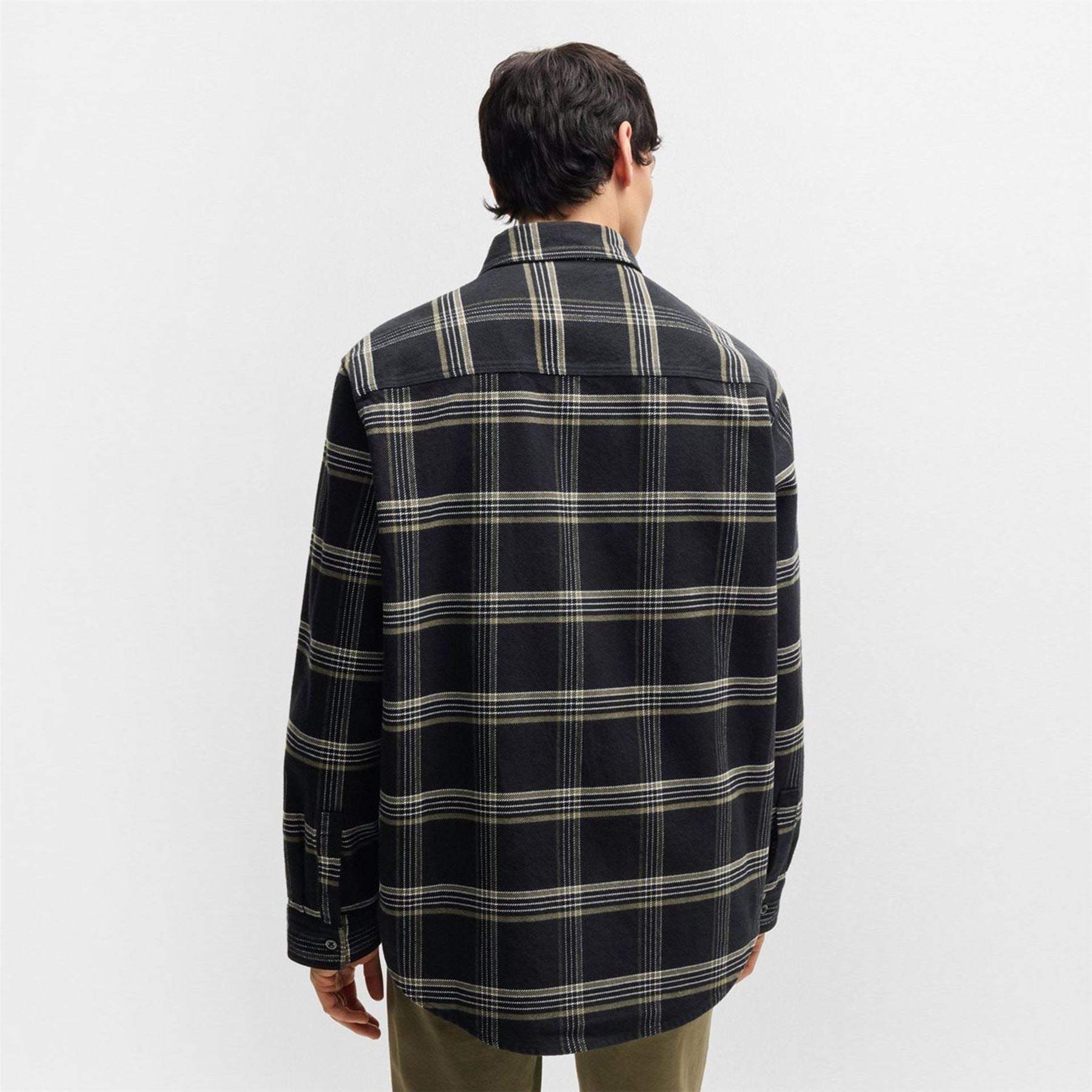 Hugo Oversized Check Cotton Long Sleeve Overshirt