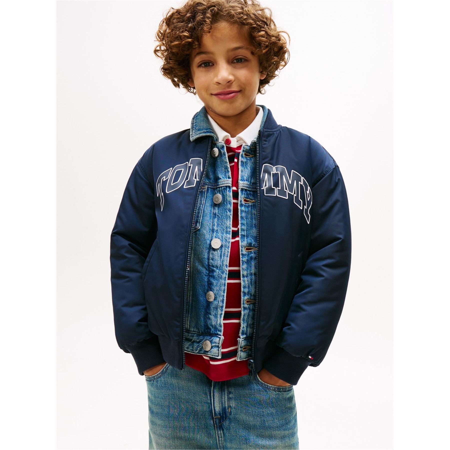 Tommy Hilfiger Varsity Stripe Patterned Ribbed Cuff Bomber Jacket