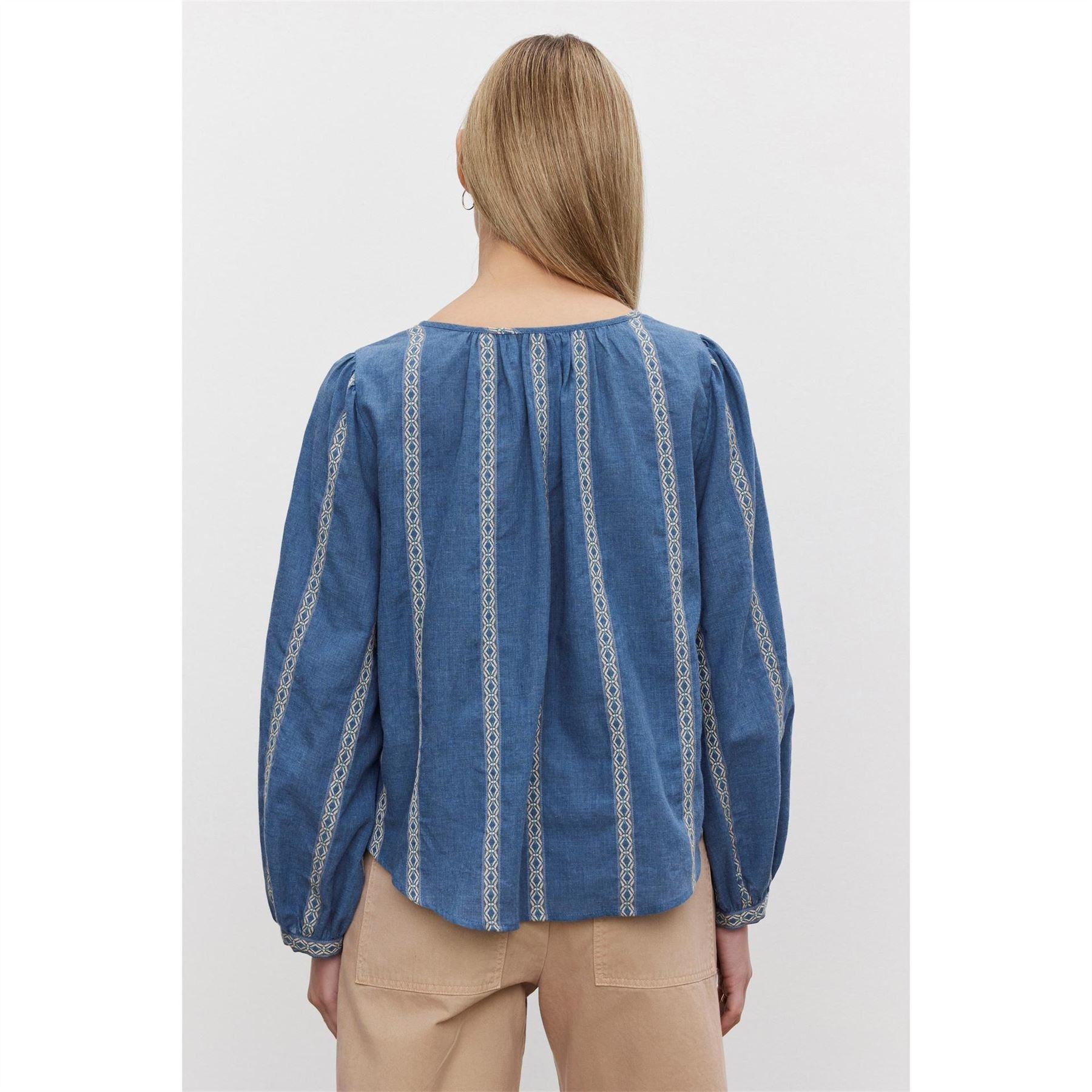 Velvet by Graham and Spencer Regular Fit V-Neck Bishop Sleeve Blouse