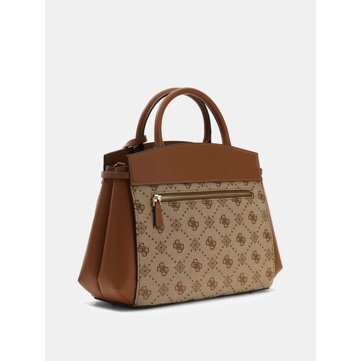 Guess Melinda All Over Logo Satchel with Gold Tone Hardware