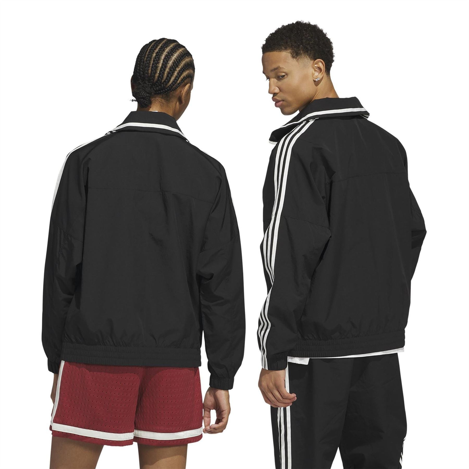 adidas Three Stripes Patterned Collared Neck Shell Jacket