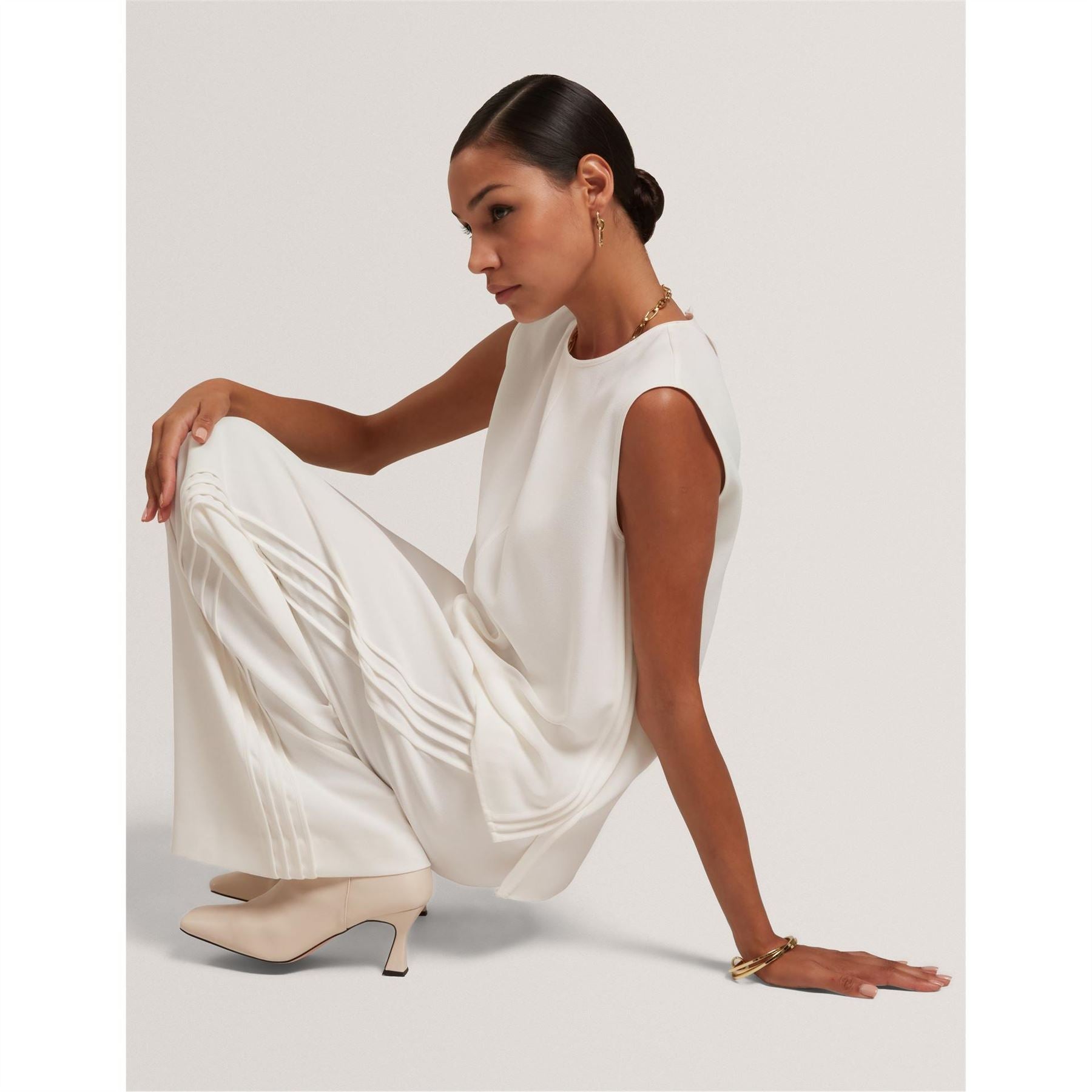 Ted Baker Solid Patterned Wide Leg Trousers