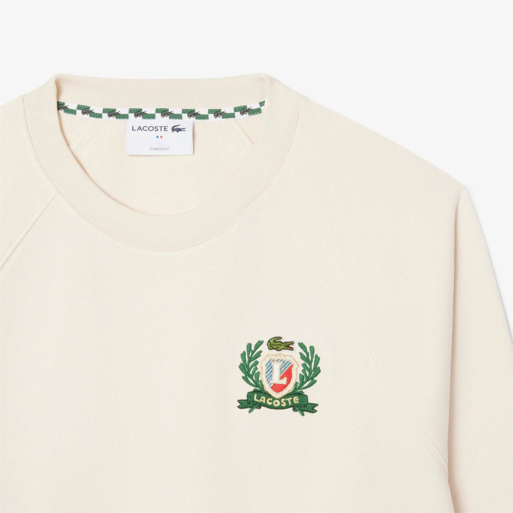 Lacoste Crest Embroidered Logo Long Sleeve Crew Sweatshirt