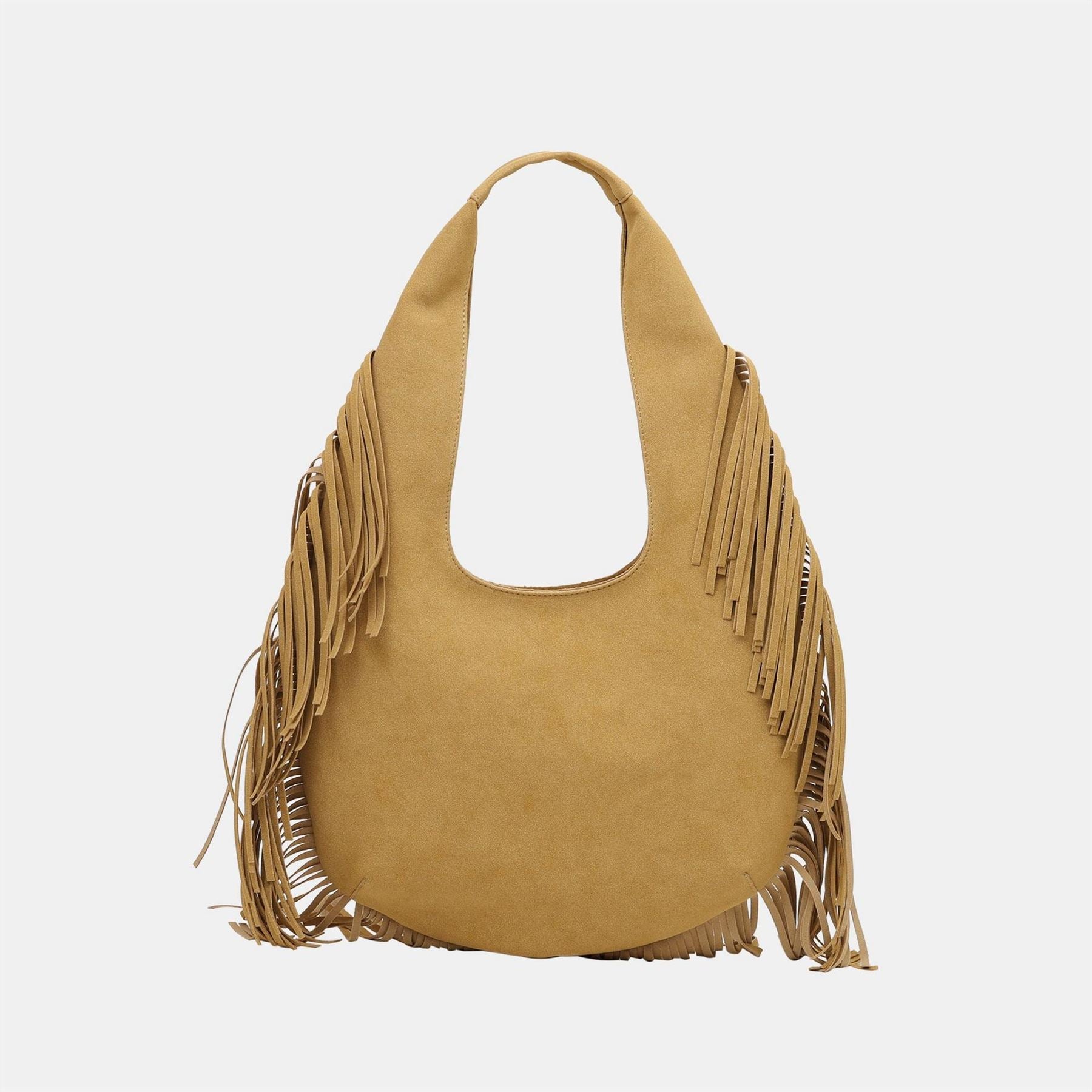 Firetrap Faux Suede Fringed Hobo Bag