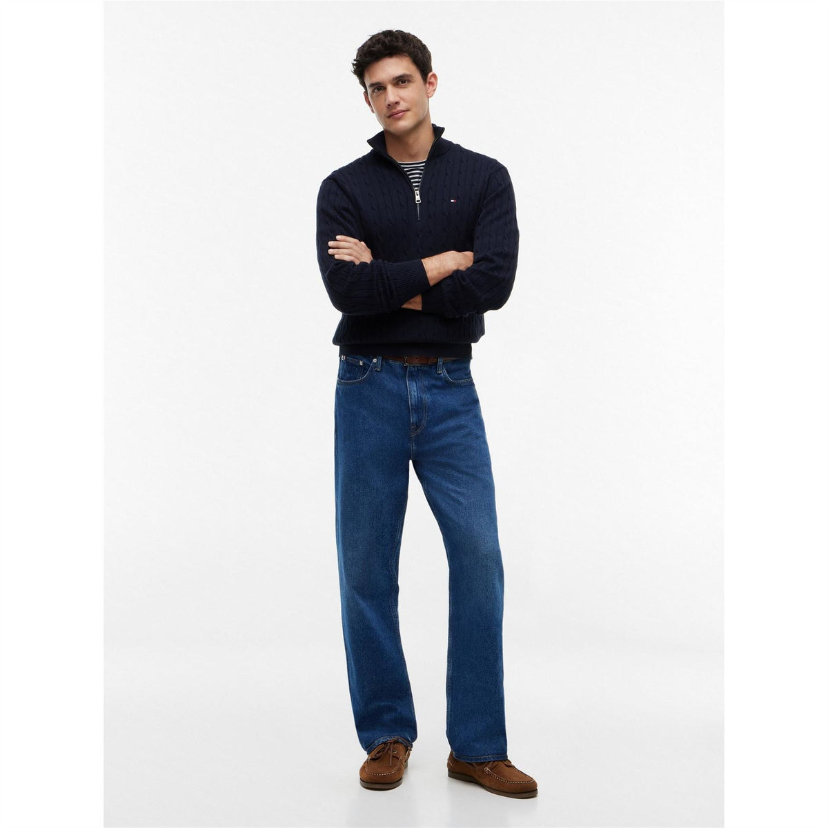Tommy Hilfiger Hilfiger Classic Cotton Cable Zip Mock