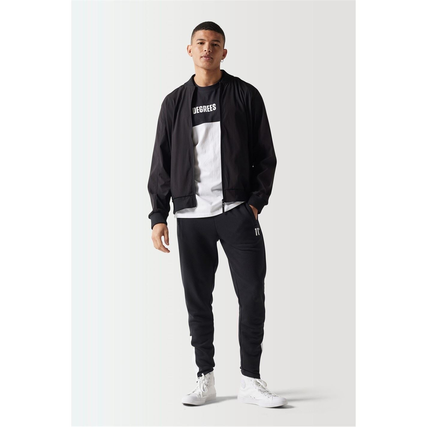 11 Degrees Colour Block T-Shirt   White   Black