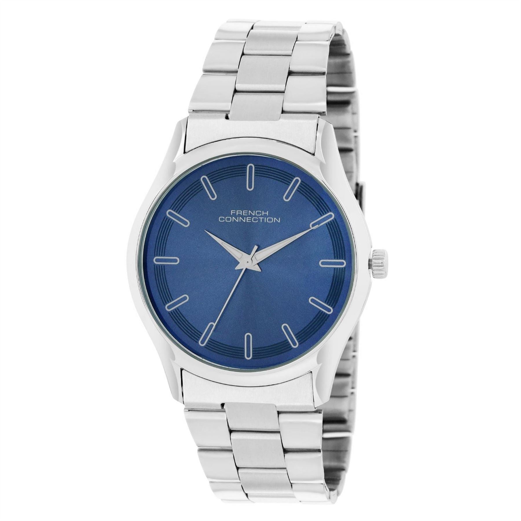 French Connection Connection Silver Case Round Shape Silver Strap Quartz Watch