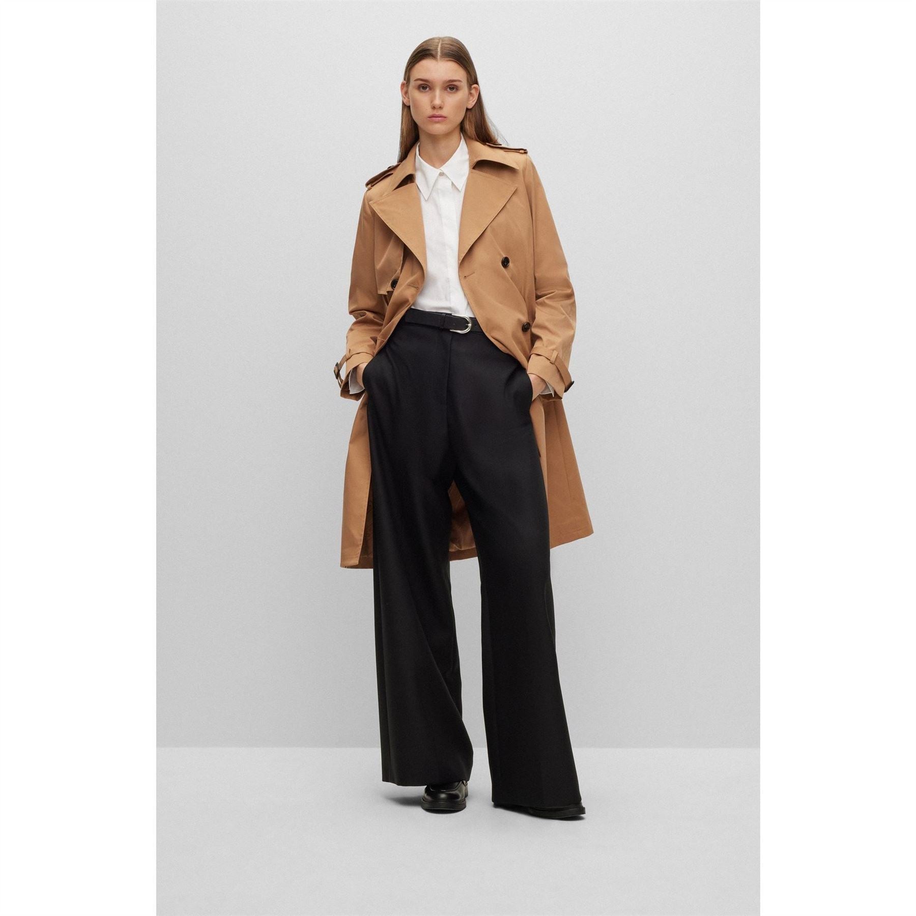 Boss Conry Double Breasted Long Sleeve Trench Coat