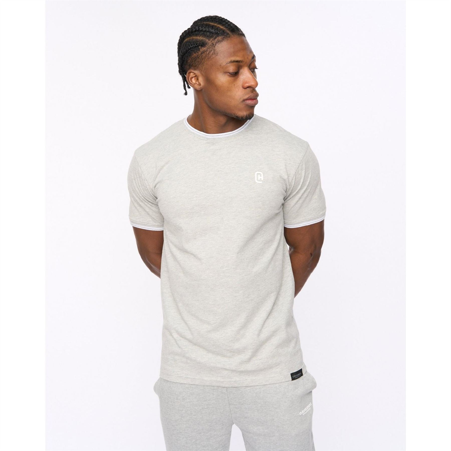 Crosshatch Preece Hem Label Patch Crew Neck Short Sleeve T-Shirt