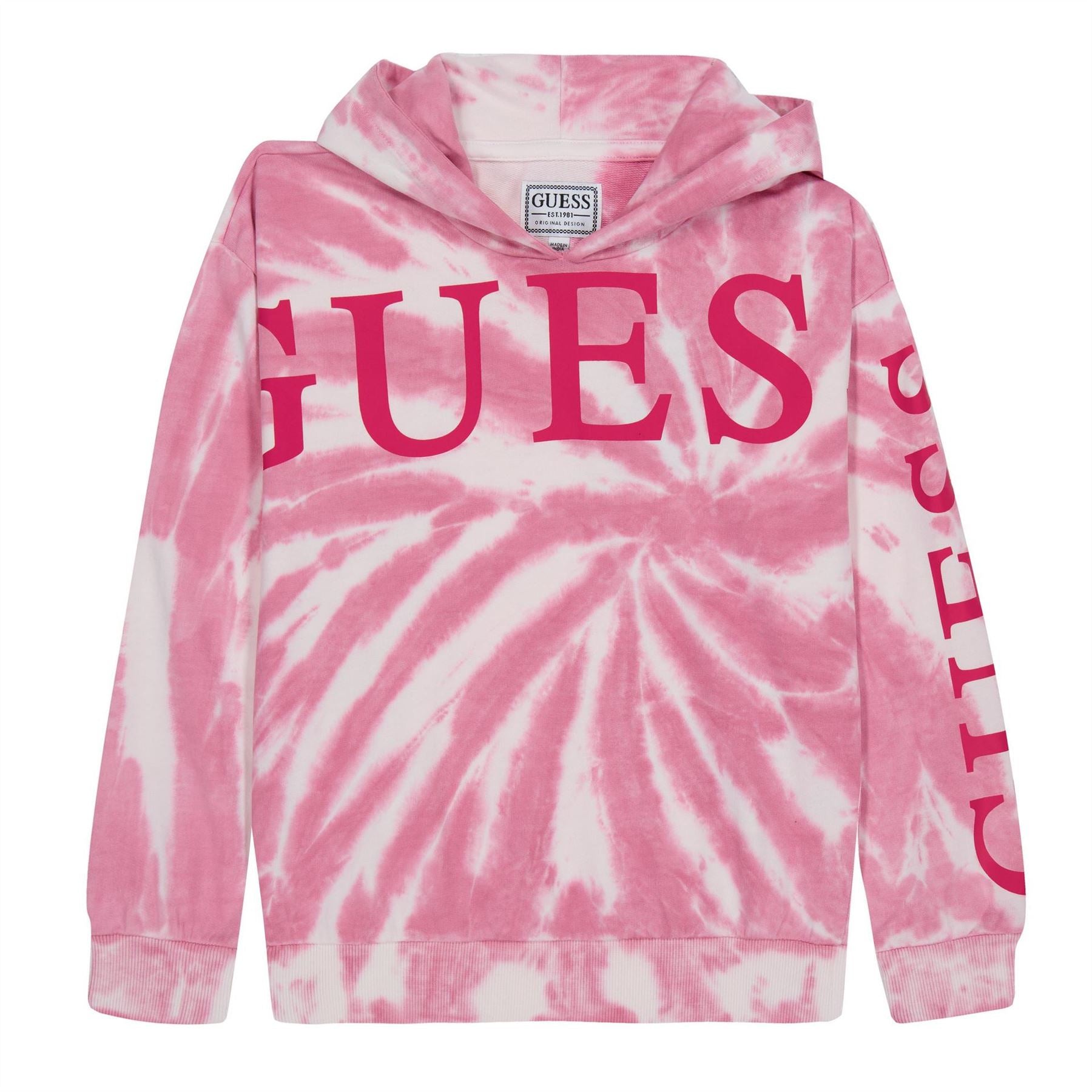 Guess All Over Tie Dye Logo Zip Hoodie