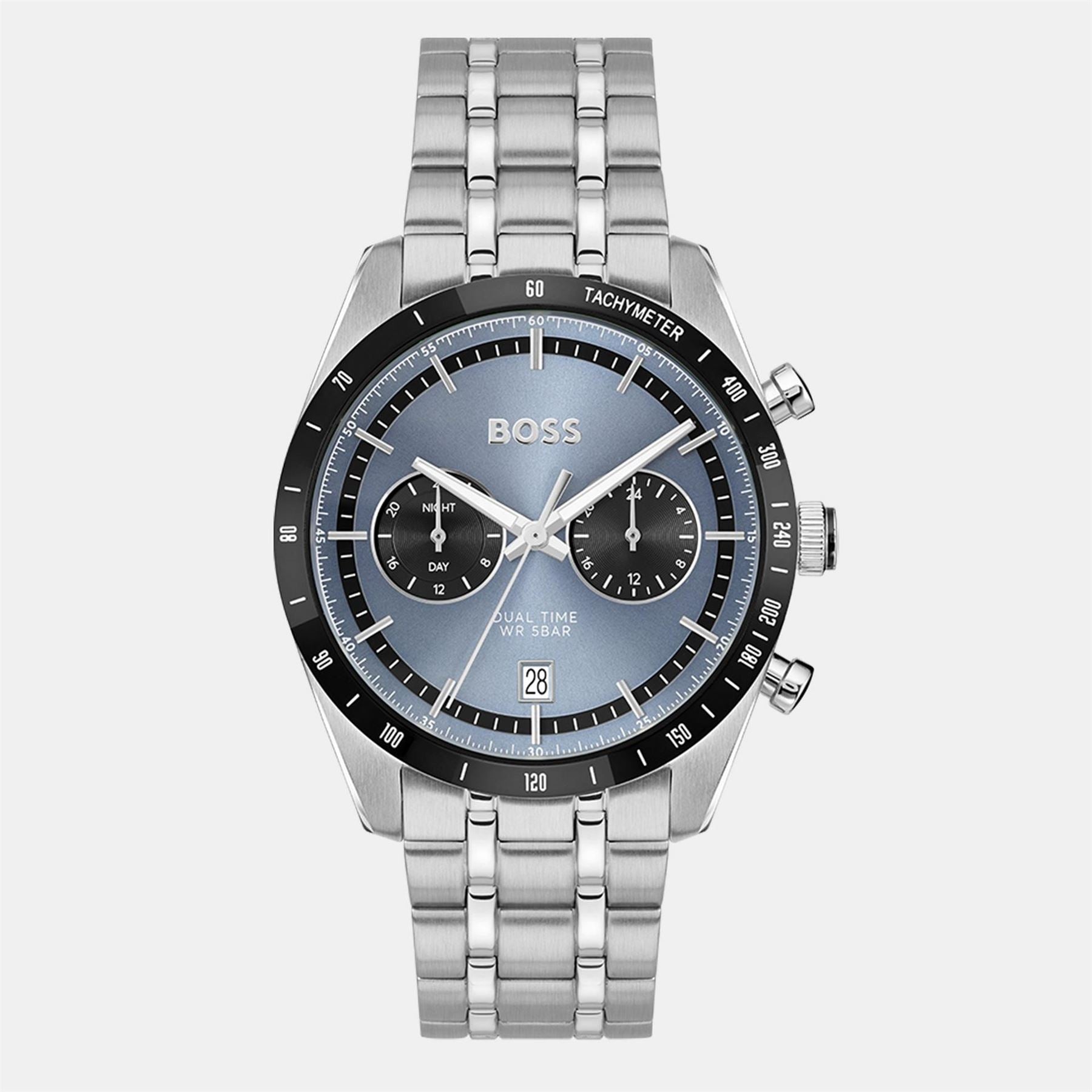 Boss Tourmaster Racing Steel Bracelet Analogue Watch