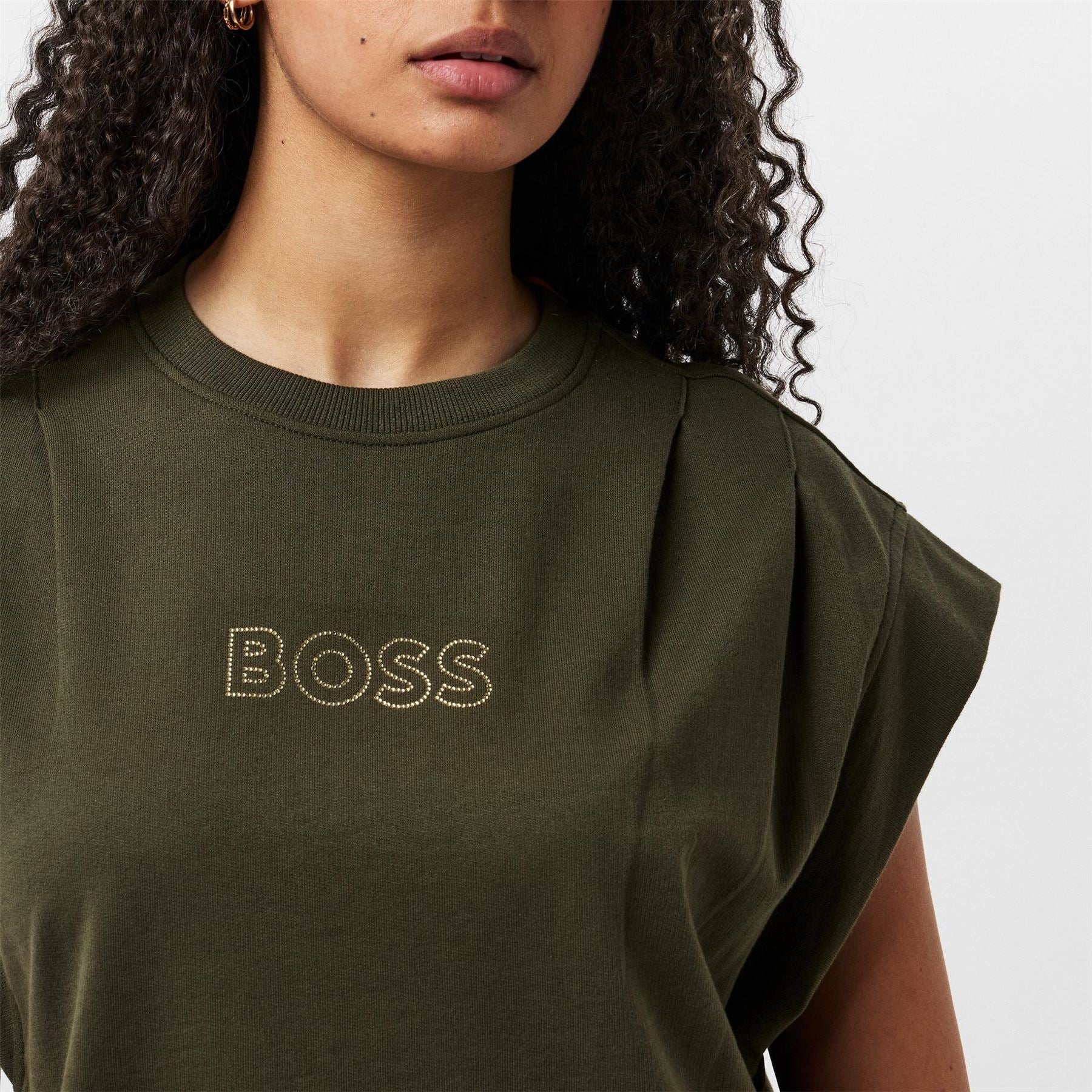 Boss Edress 2 Crystal Embellished Logo Dress