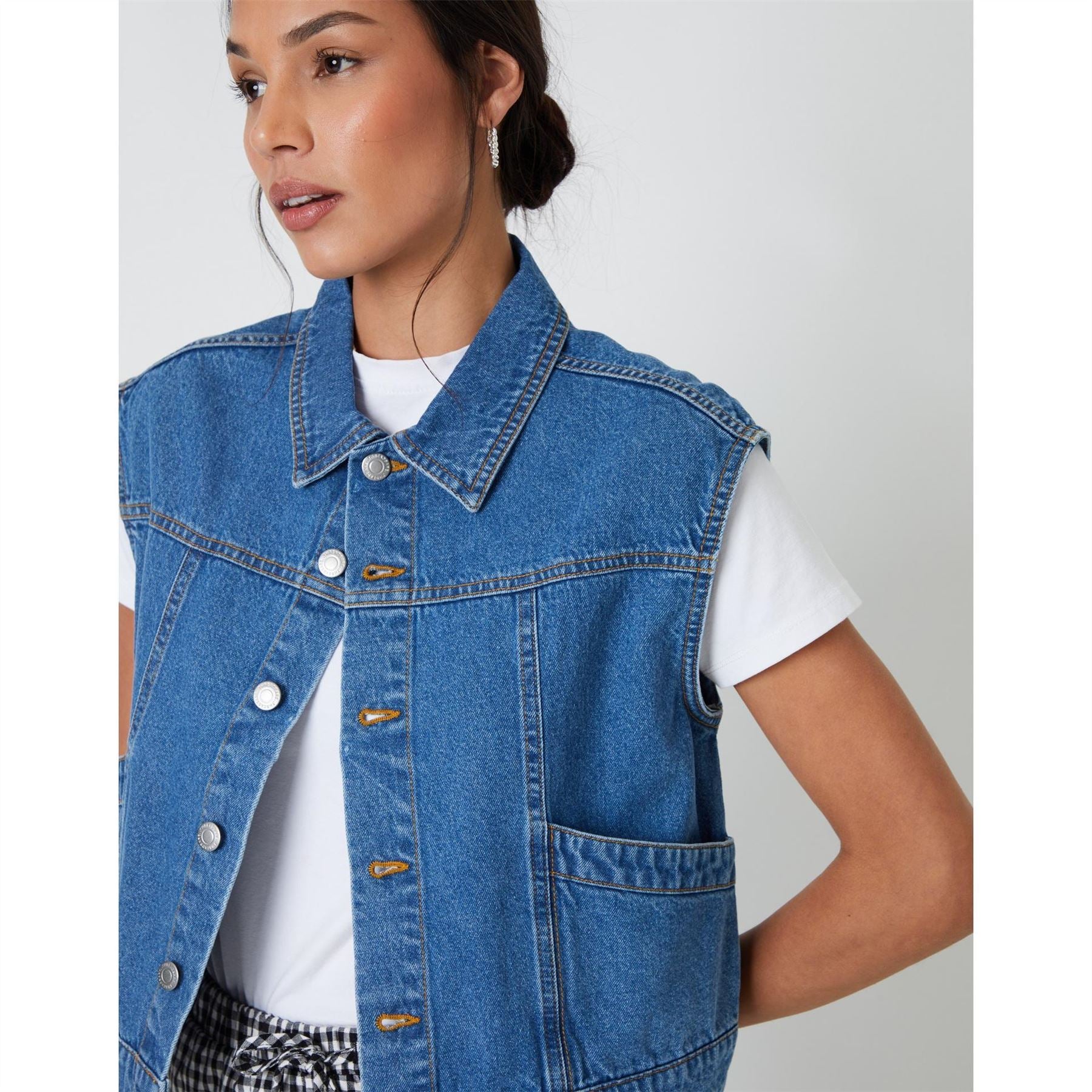 Threadbare Lucky Solid Patterned Denim Jacket