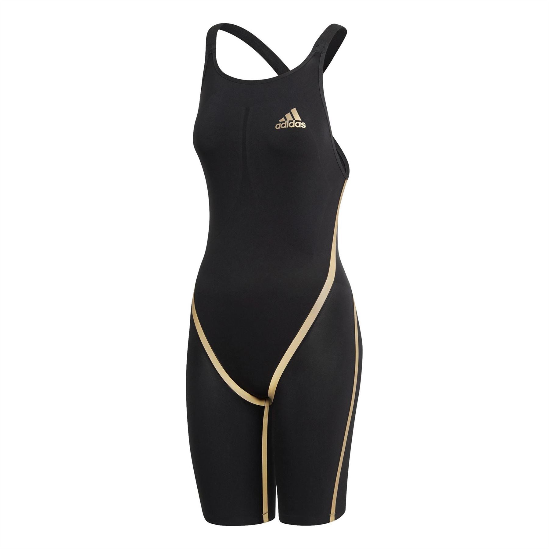 adidas Striped Patterned Scoop Neck One Piece Swimsuit