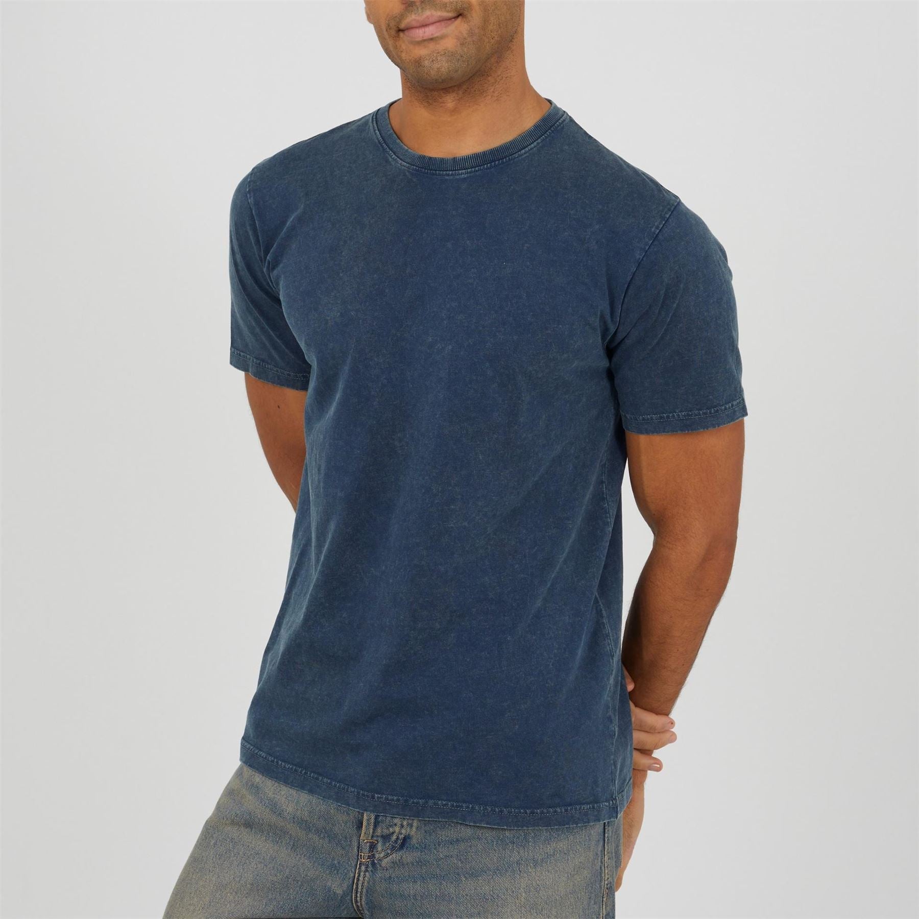 Brave Soul Mens Crew Neck Acid Wash T-Shirt