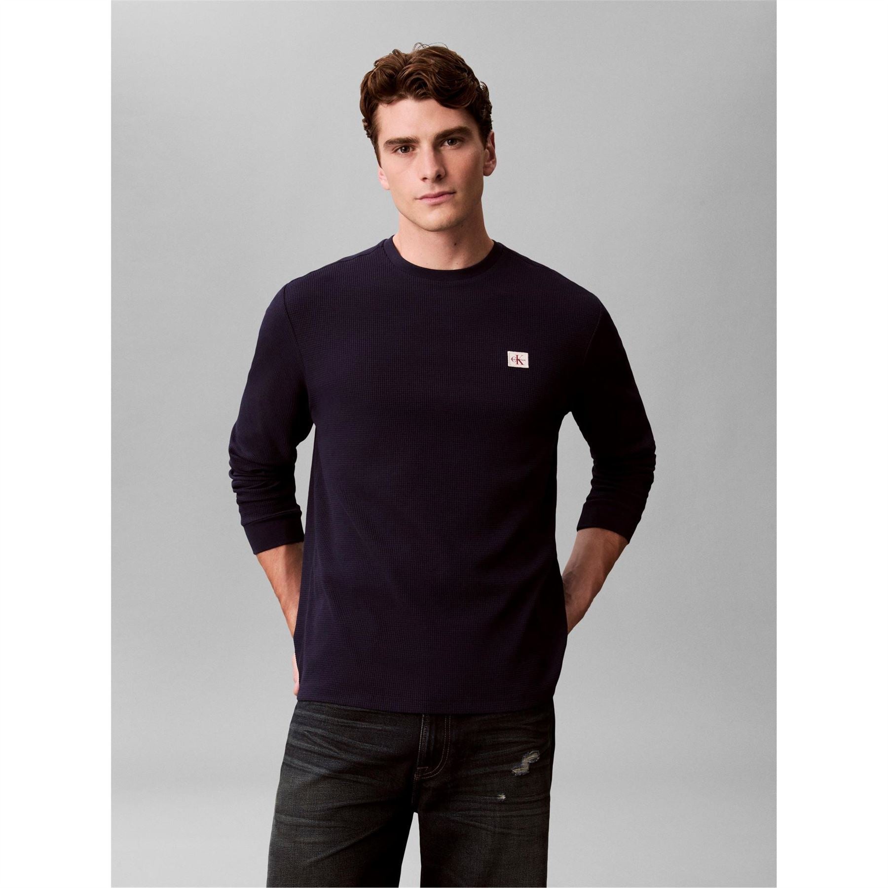 Calvin Klein Jeans Waffle Long Sleeve Crew Neck T-Shirt