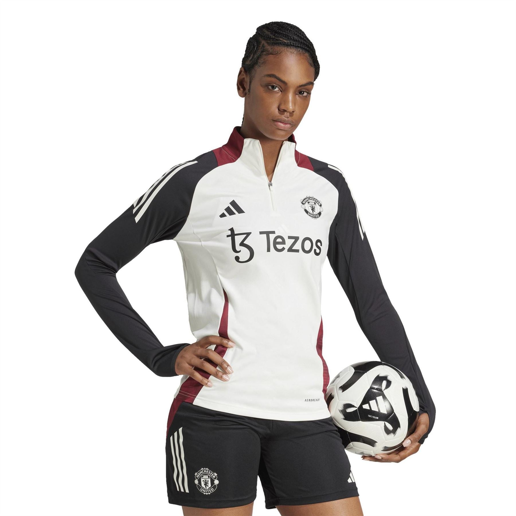 adidas Manchester United Zip Neck Raglan Sleeve Athletic Top