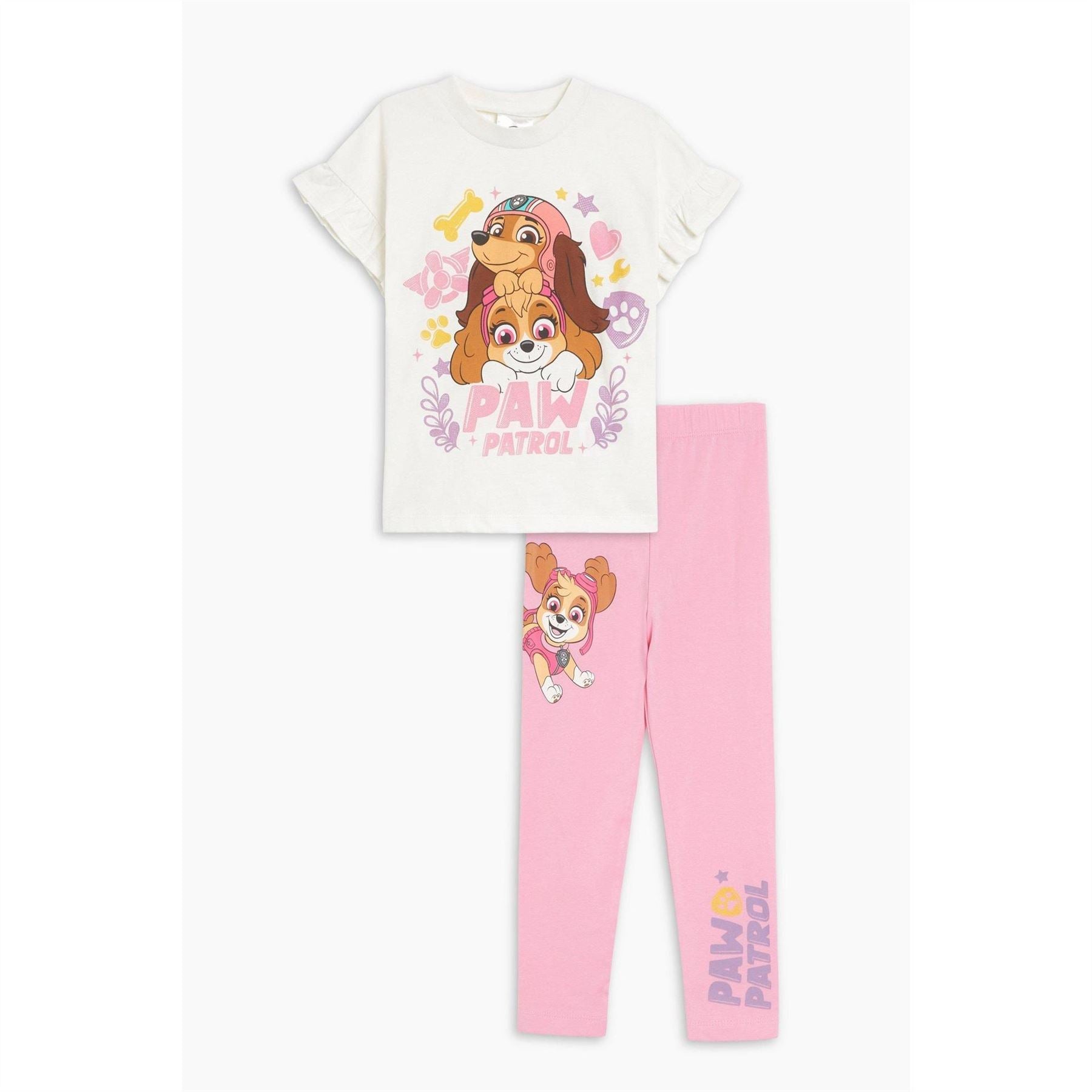 Character Paw Patrol Frill Crew Neck Short Sleeve T-Shirt and Legging Set