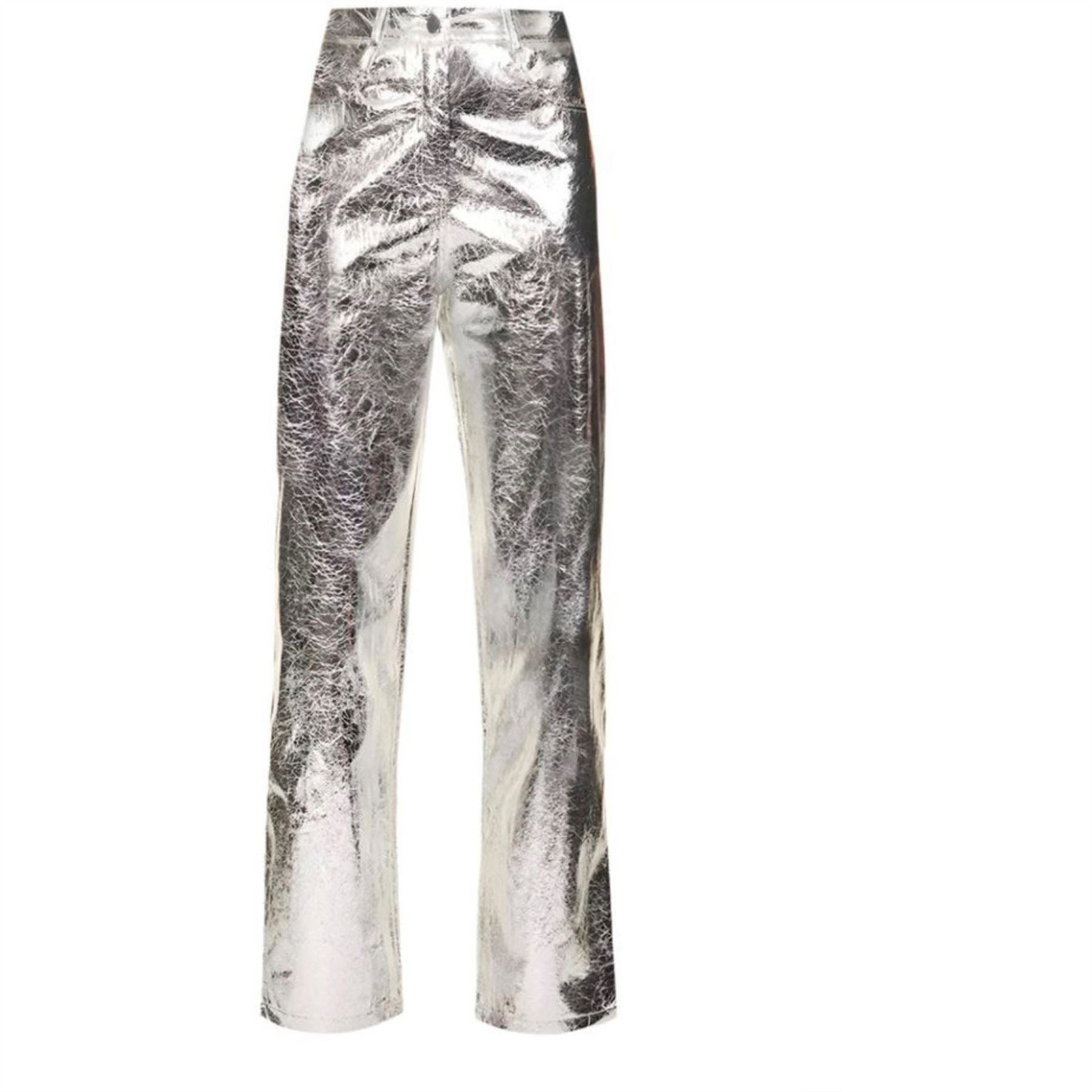 AmyLynn Lupe Metallic Patterned Straight Trousers