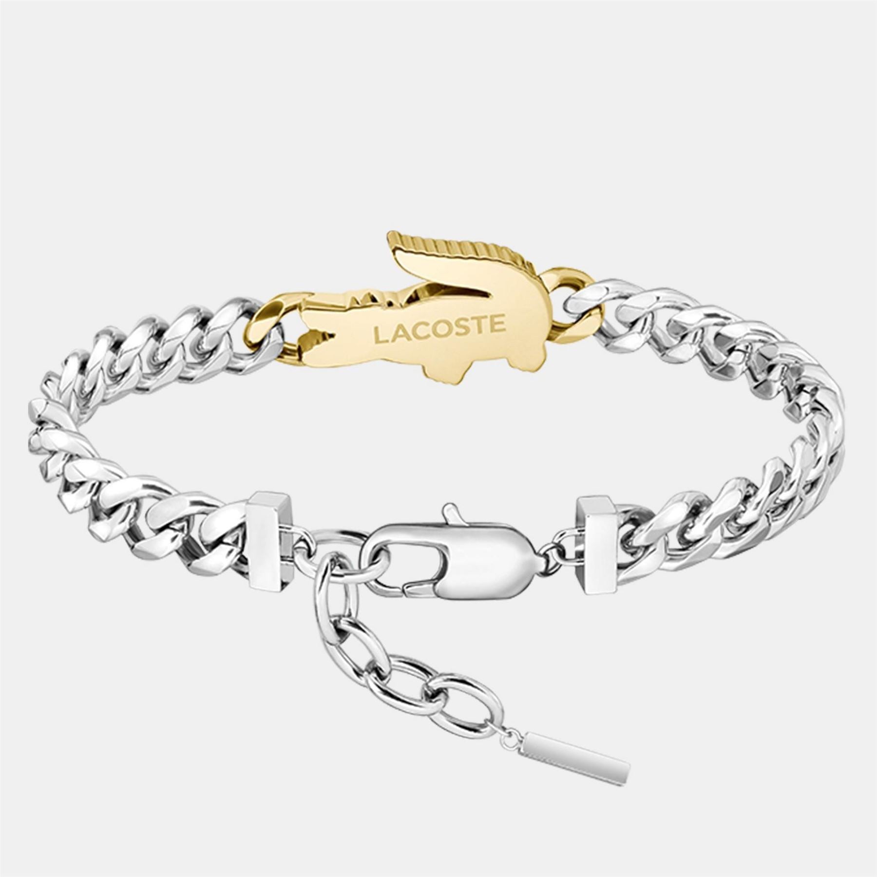 Lacoste Mens Arthor Crocodile Curb Chain Bracelet