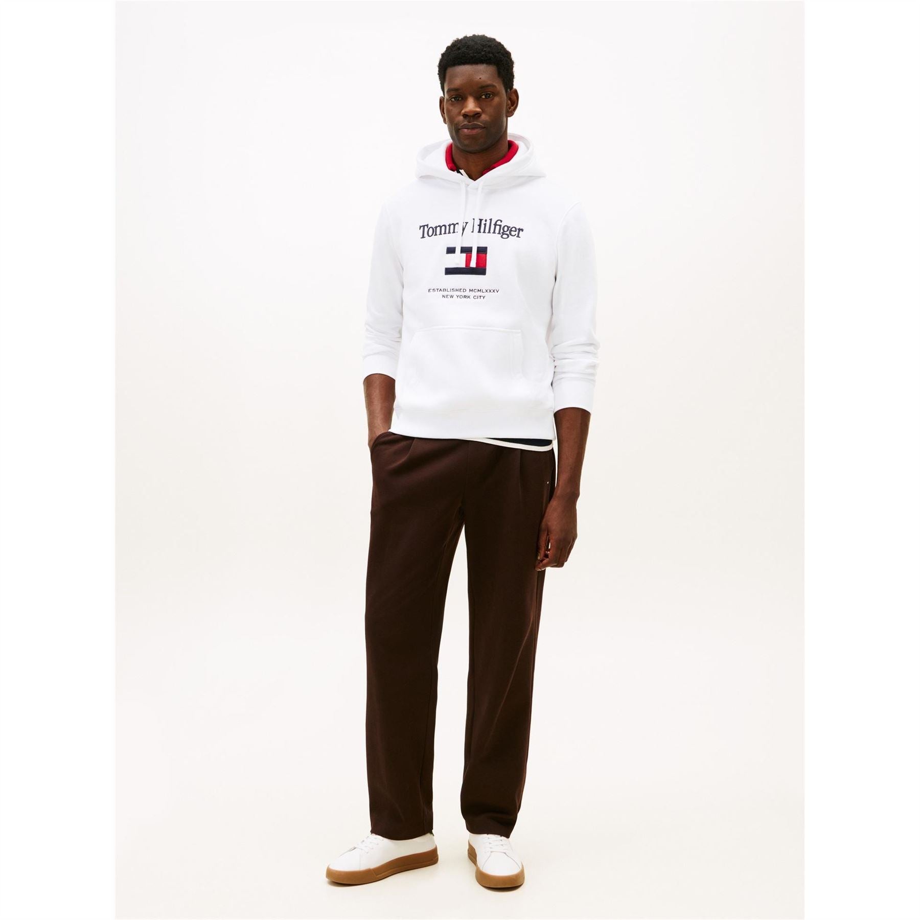 Tommy Hilfiger Embroidered Flag Hooded Long Sleeve Sweatshirt