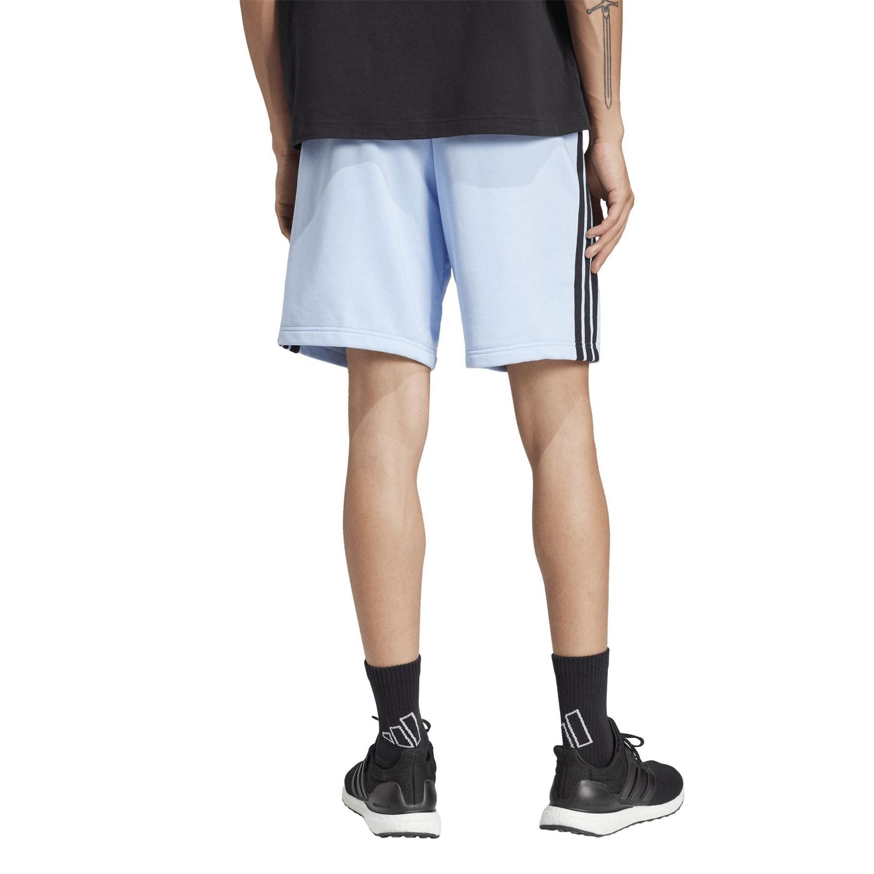adidas Mens Essentials 3 Stripe Fleece Shorts