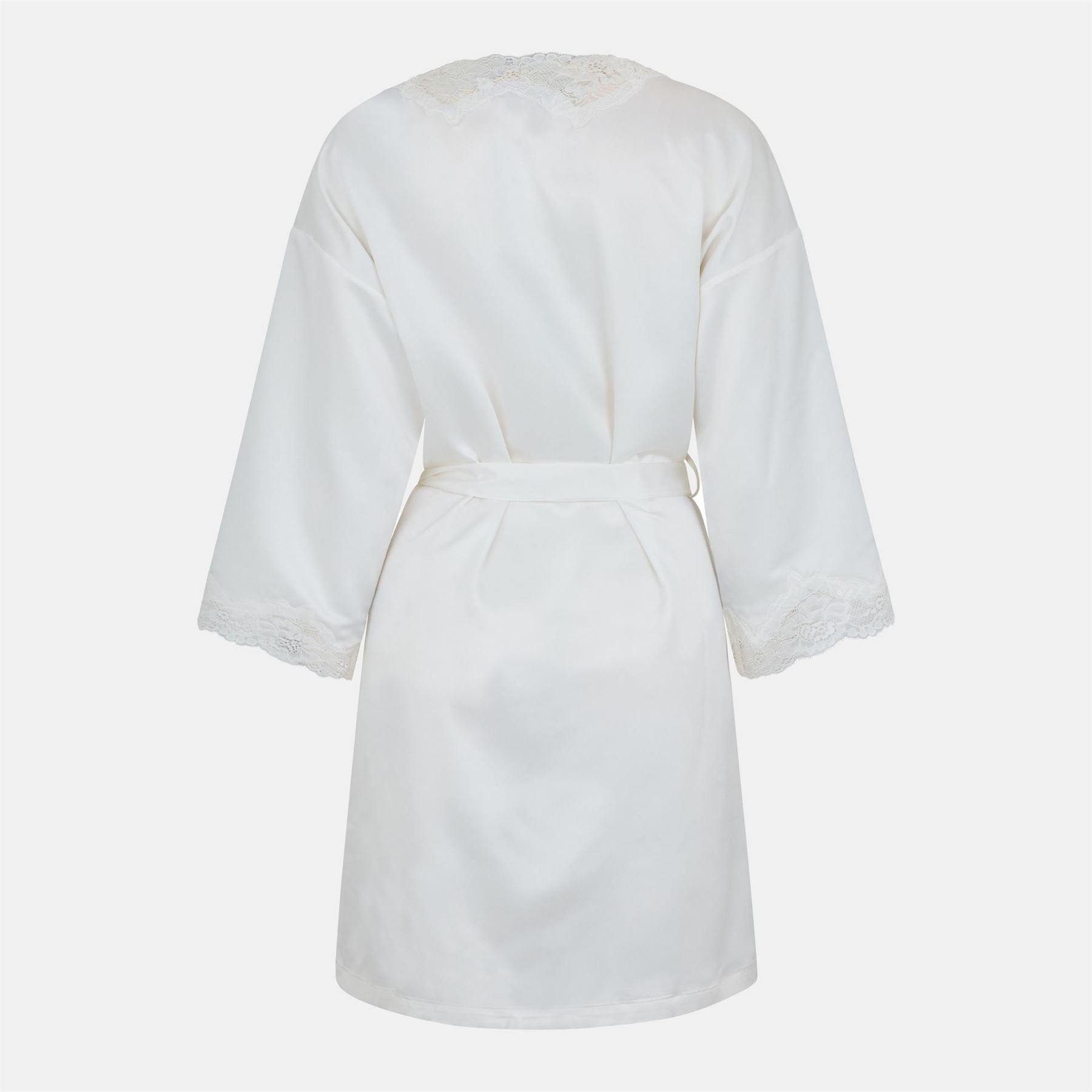 Lauren by Ralph Lauren Lace Trimmed Satin Dressing Gown