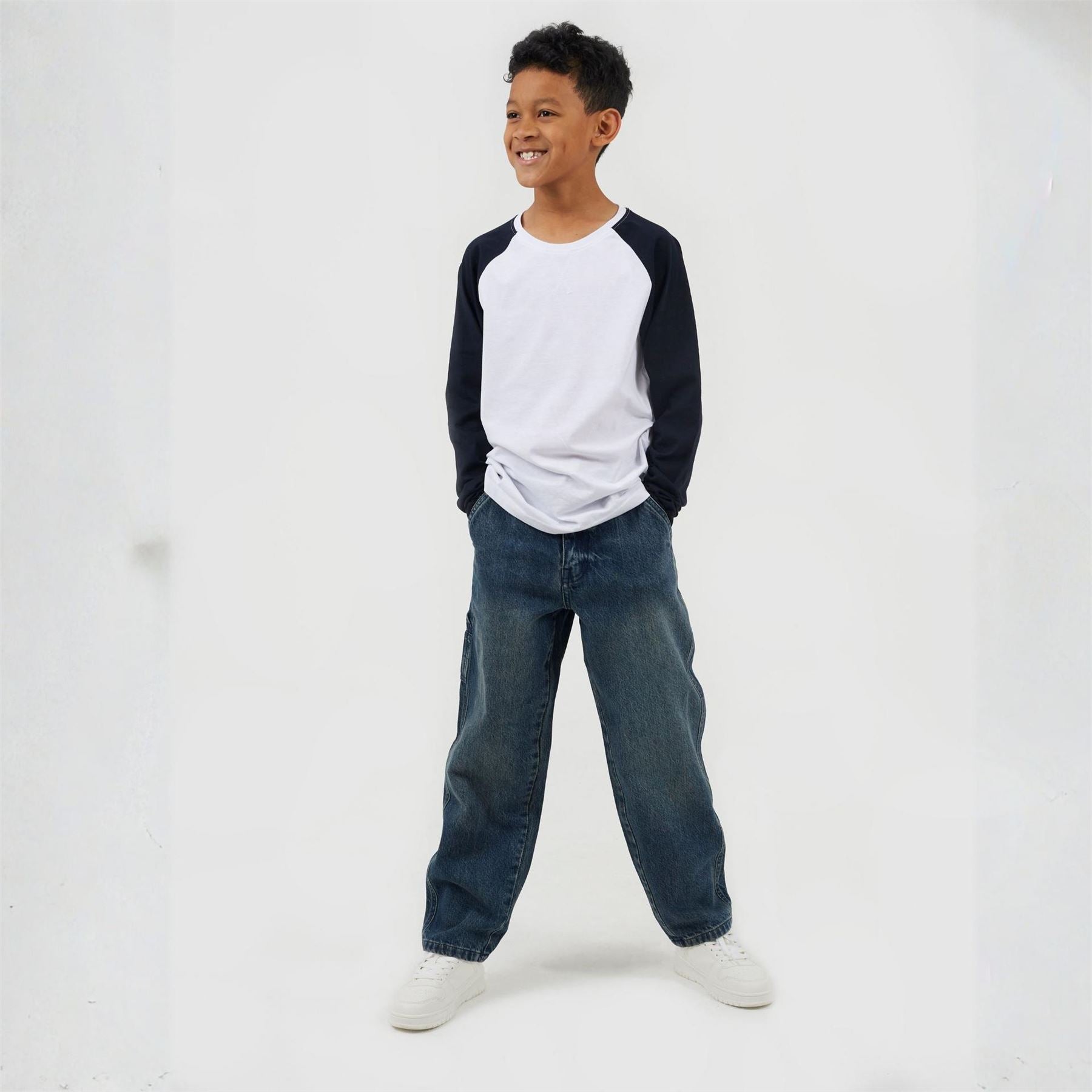 Brave Soul Boys Long Sleeve Crew Neck Tee With Contrast Raglan Sleeves